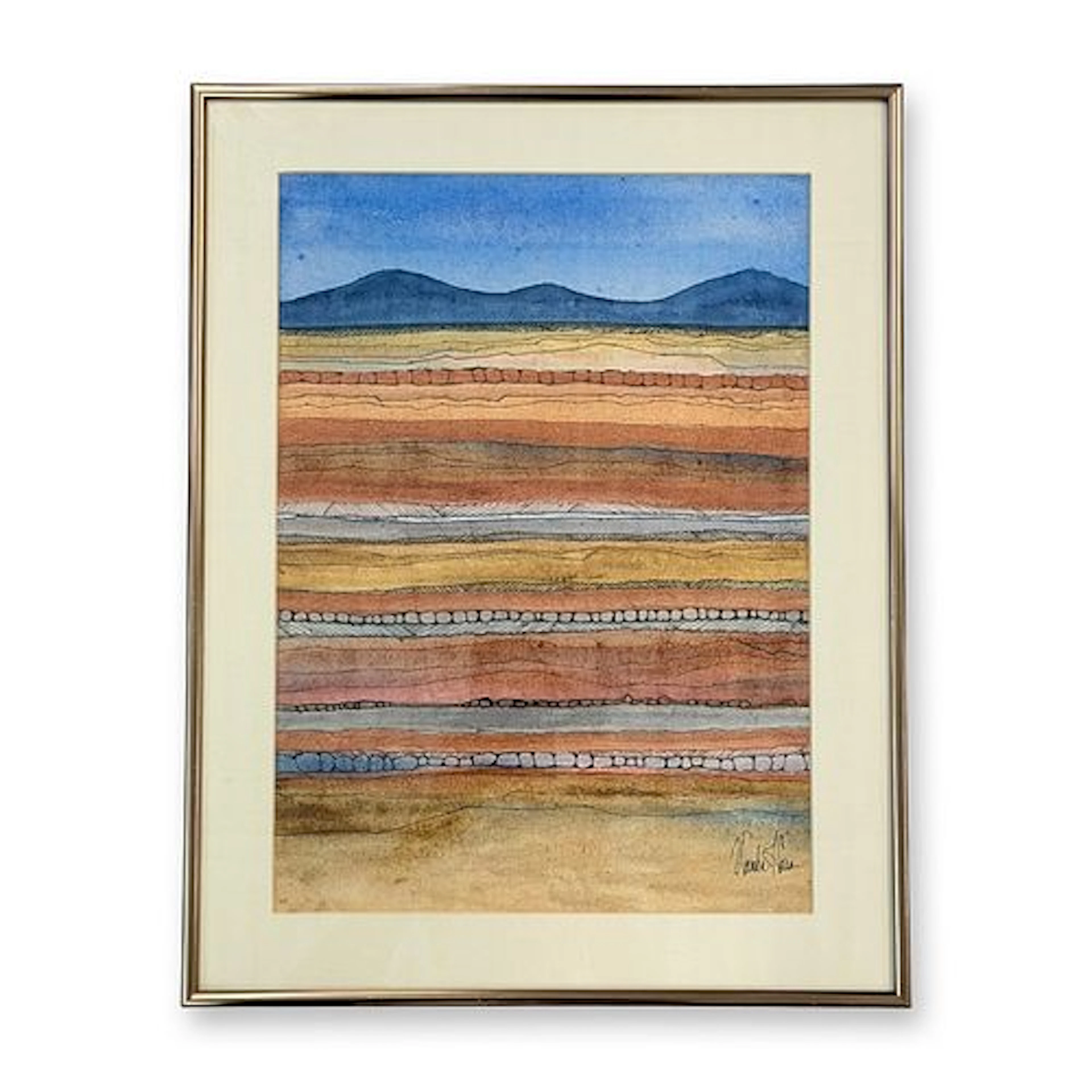 Wanda Hein (American, 1919-2017) Desert Strata Watercolor and Ink