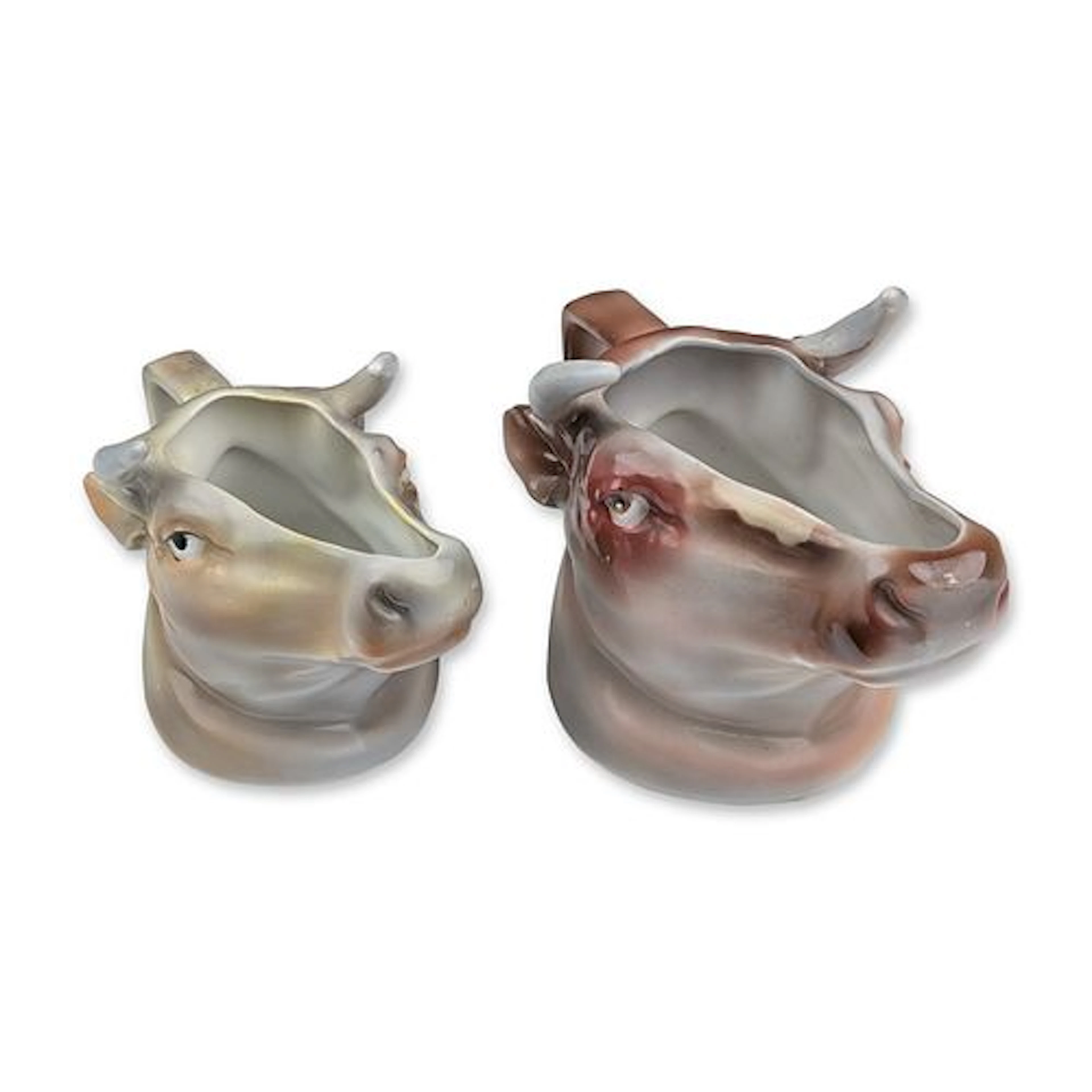 2pc Royal Bayreuth Bavaria Porcelain Cow Head Creamers