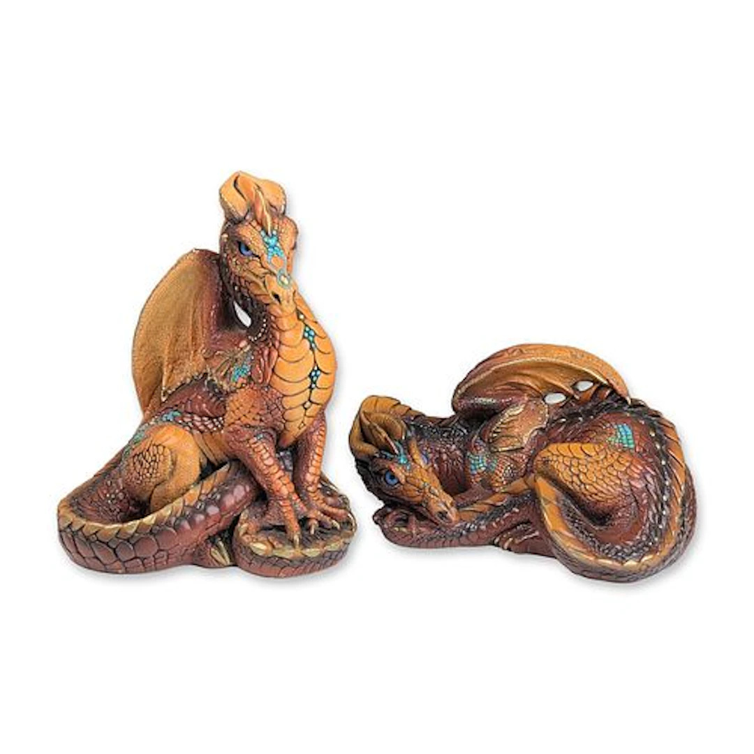 2pc Windstone Editions Melody Pena Gypsum Dragon Figurine Pair