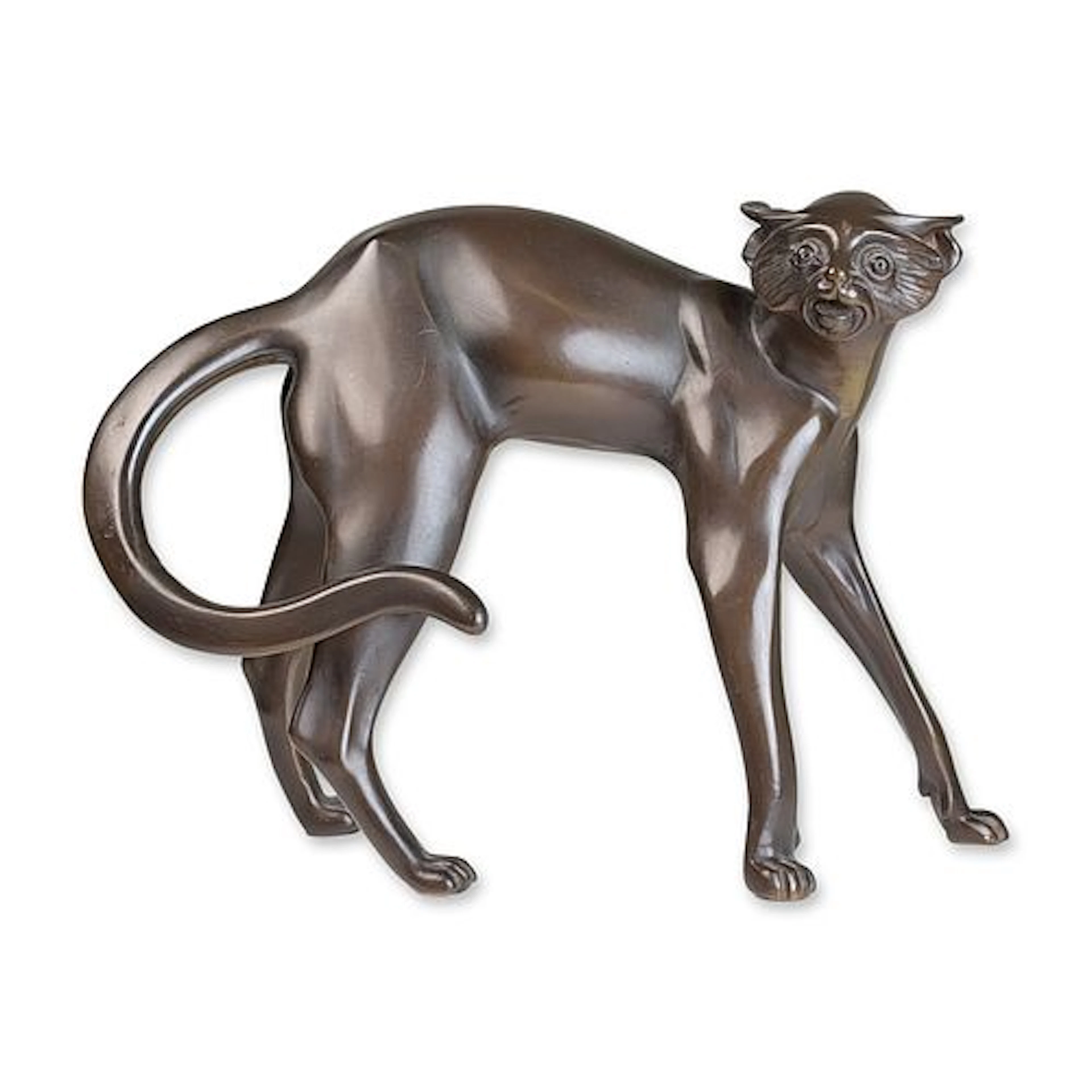Patinated Bronze Cat Sculpture