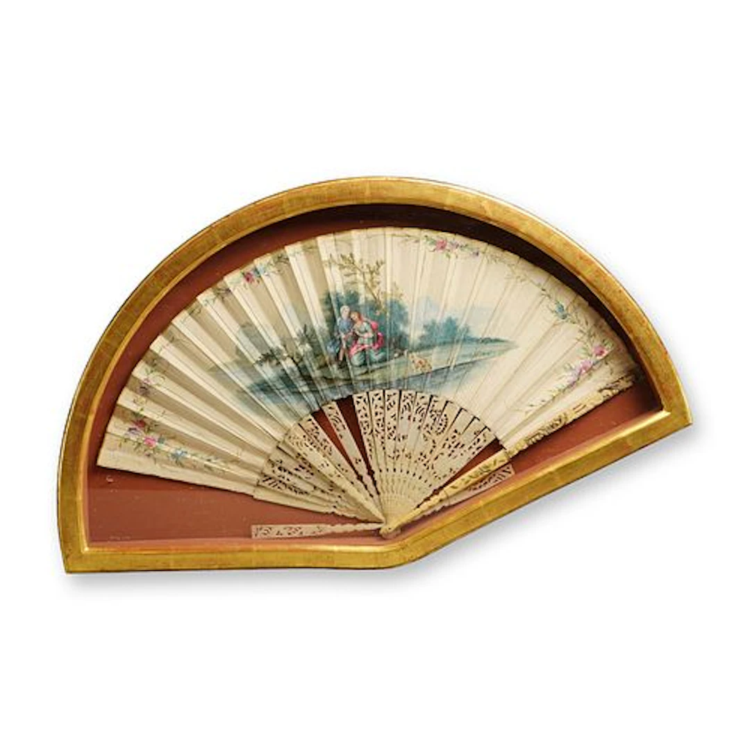 19th Century European Painted Paper Folding Fan