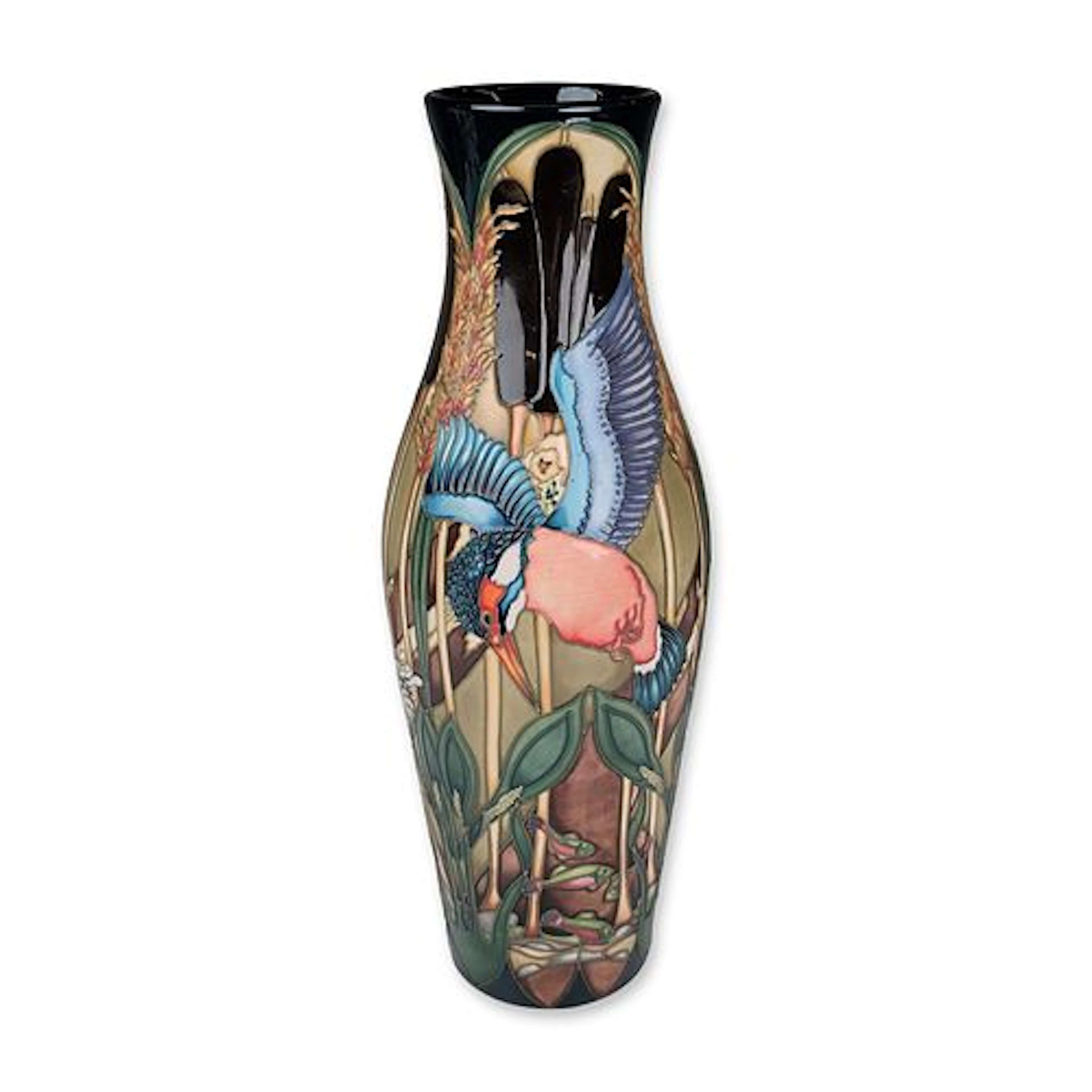 Moorcroft Pottery by Paul Hilditch Kingfisher Vase