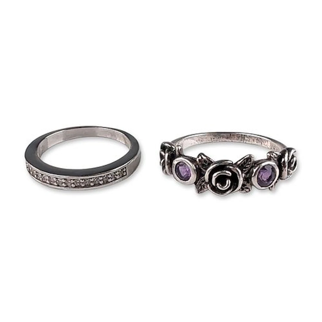 2pc Sterling Silver and Gemstone Rings