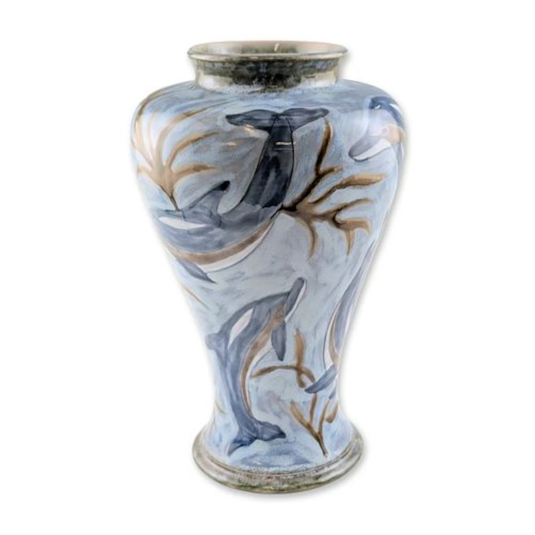 Cobridge Stoneware by Philip Gibson Dolphin Vase