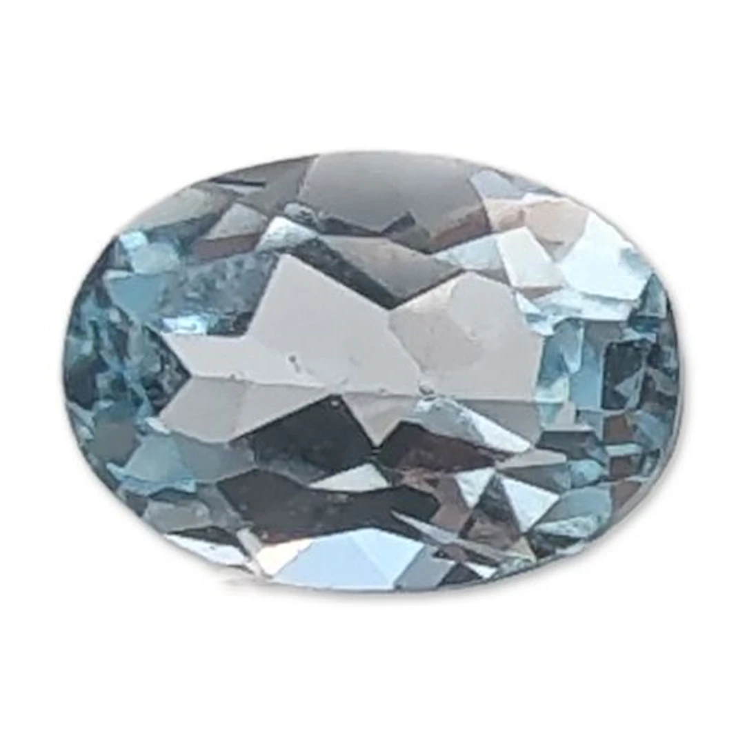 Oval Faceted Pale Blue Topaz Gemstone