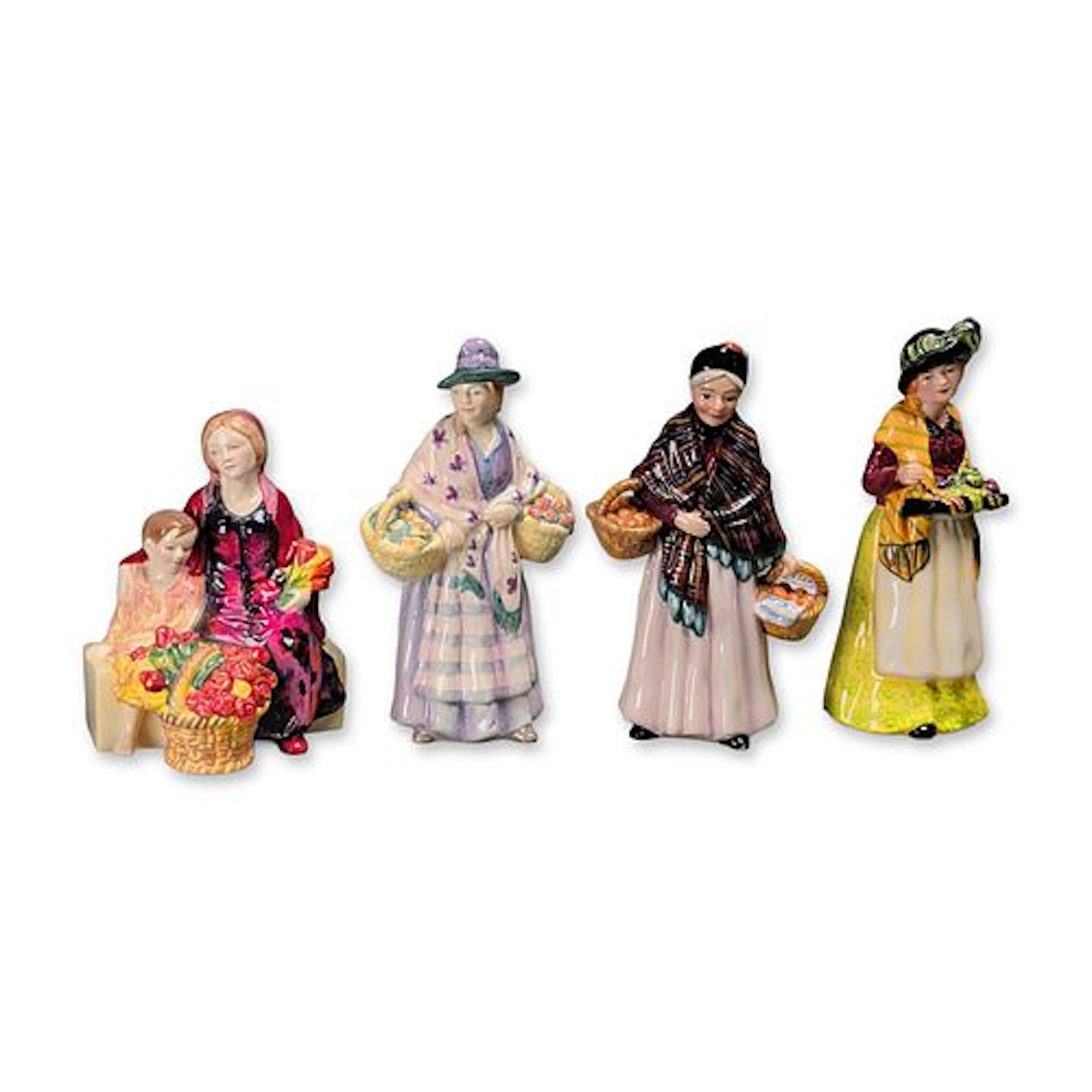 4pc Royal Doulton Miniature Street Vendors Porcelain Figurines