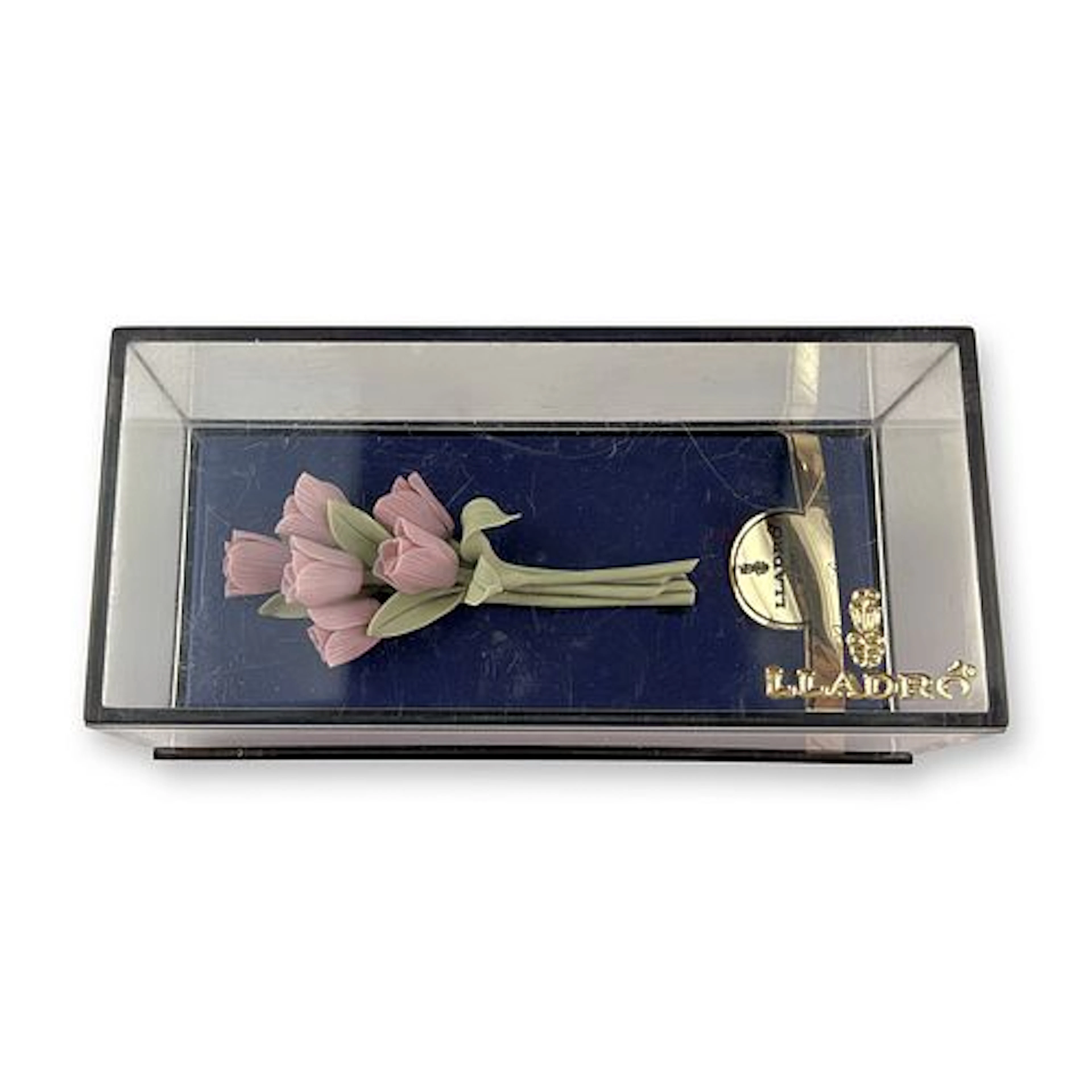 Lladro Flores Pink Tulips Porcelain Flower Figurine