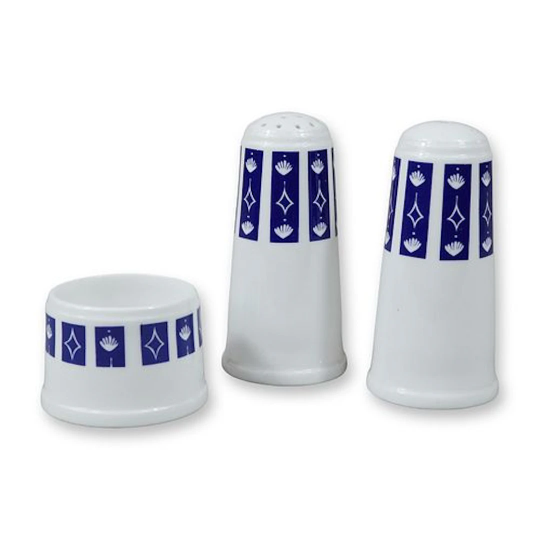 Three-Piece Susie Cooper Fine Bone China Condiment Set in Mercury Pattern