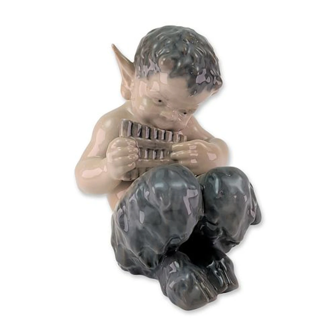 Royal Copenhagen Porcelain Faun Playing Pan Flute Figurine
