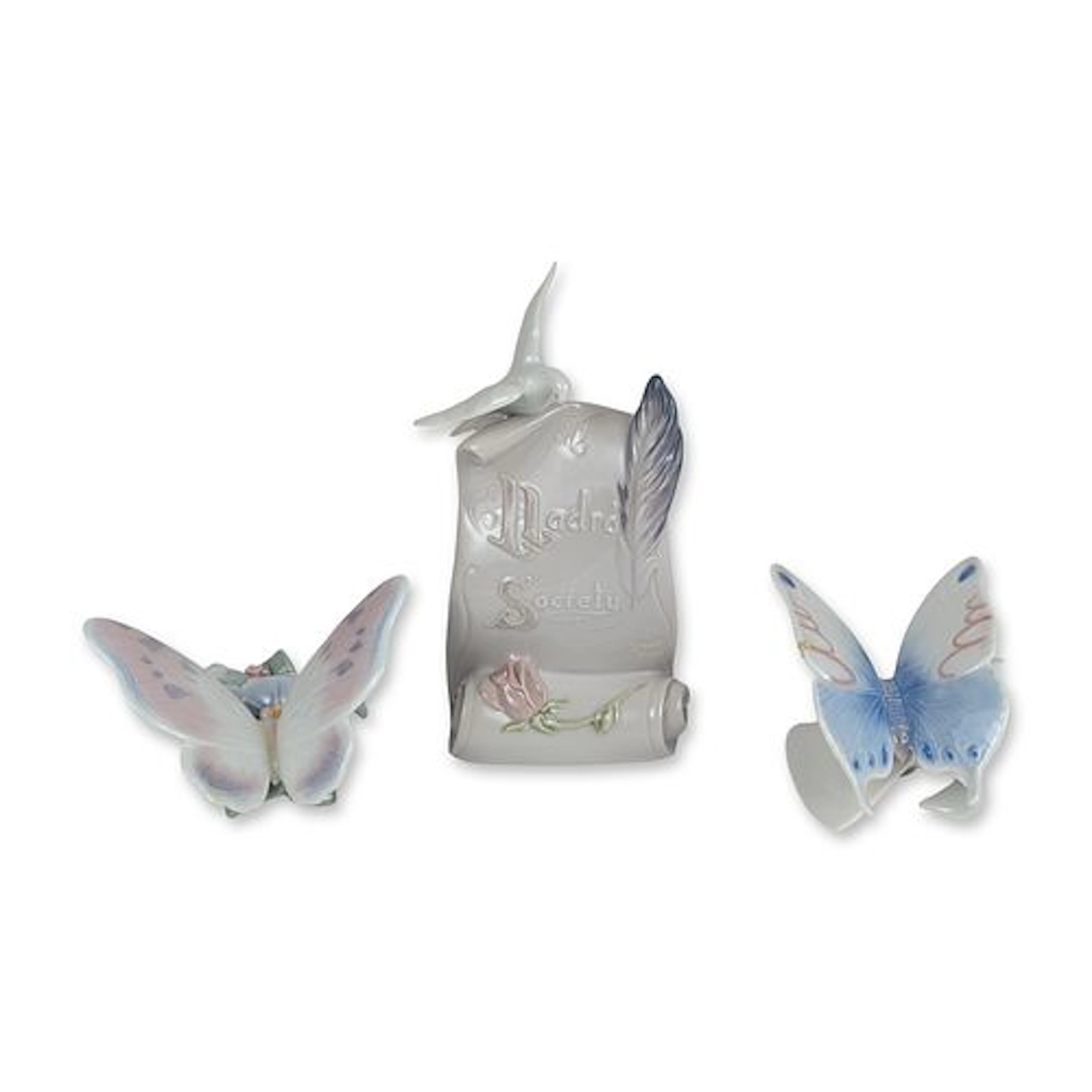 3pc Lladro Porcelain Butterfly and Society Figurines 6589 Morning