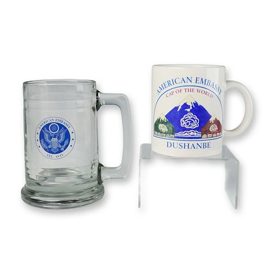 2pc Mugs American Embassy Tel Aviv and American Embassy Dushanbe