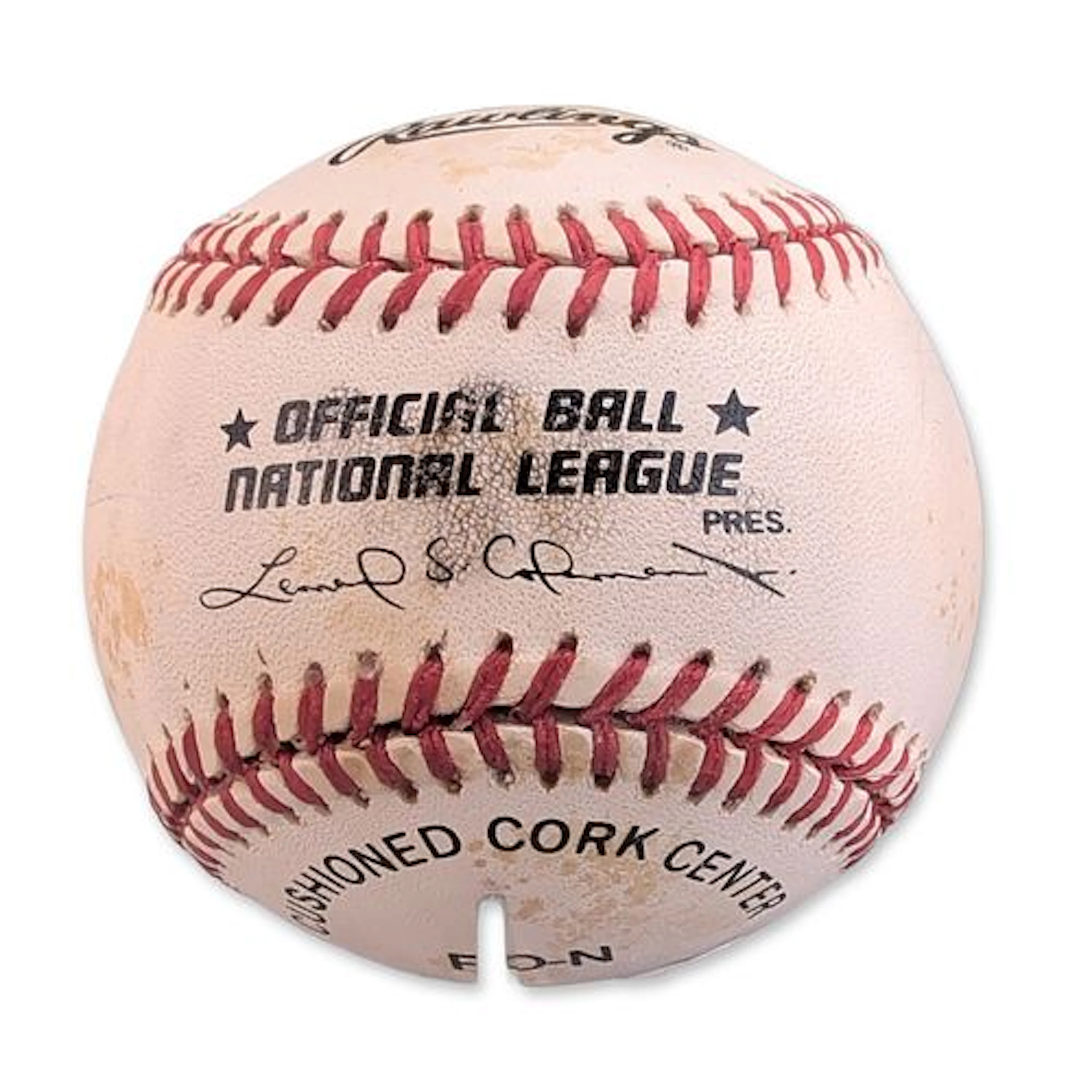 Ralph Branca and Bobby Thomson Dual Signed National League Baseball w/ COA