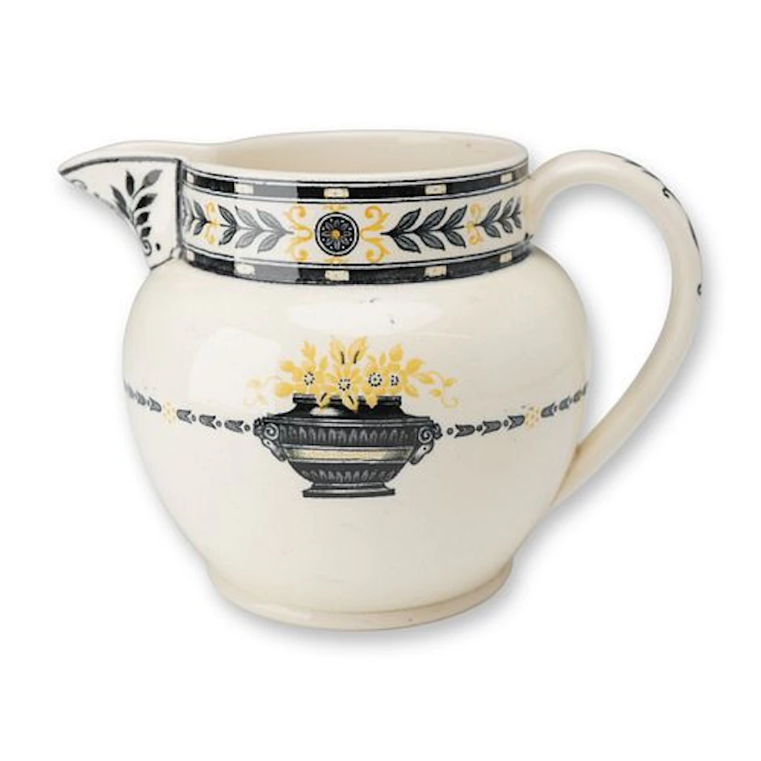 Wedgwood The Etruria Black Laurel Pattern Queen's Ware Cream Jug ca. 1930