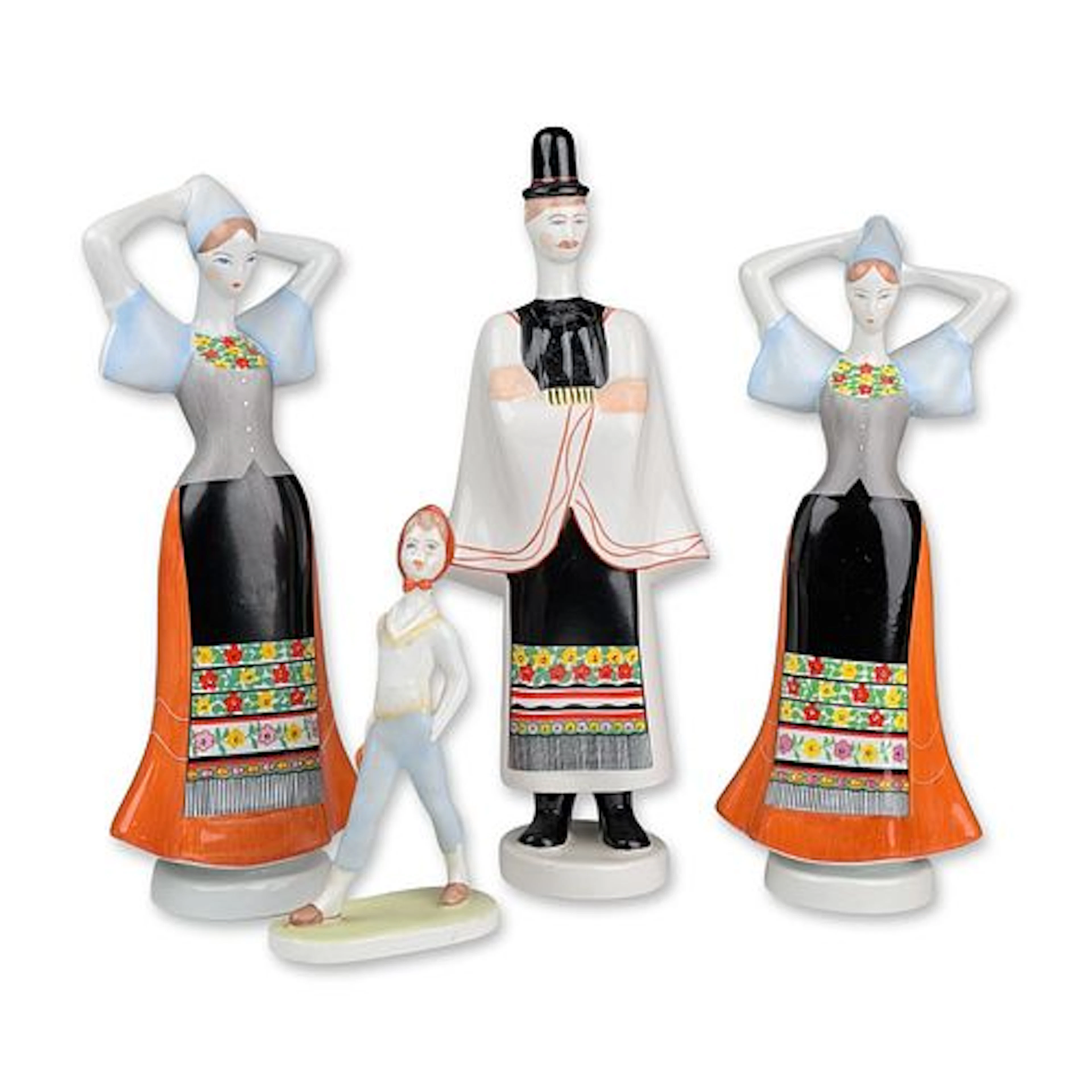 4pc Aquincum Budapest Hungary Porcelain Folk Dancers Figurine Collection