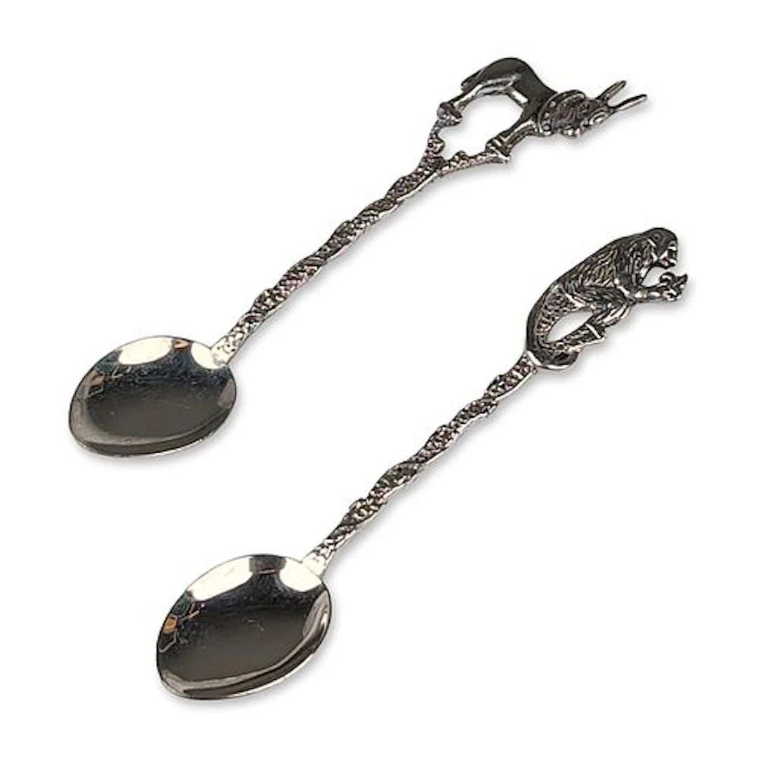 Two Dutch Silver 833 Figural Animal Small Spoons