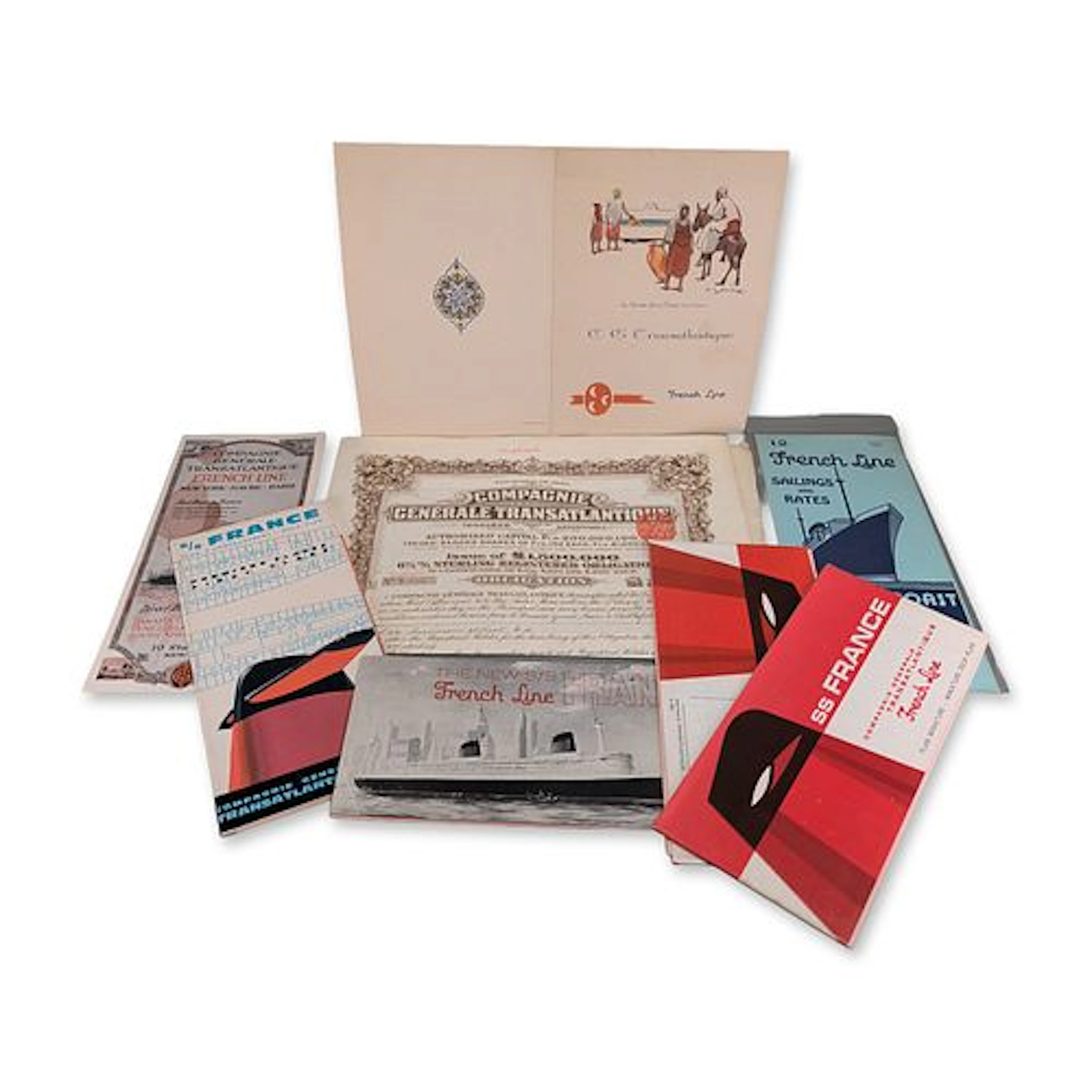 8pc French Line Ocean Liner Compagnie Generale Transatlantique Ephemera