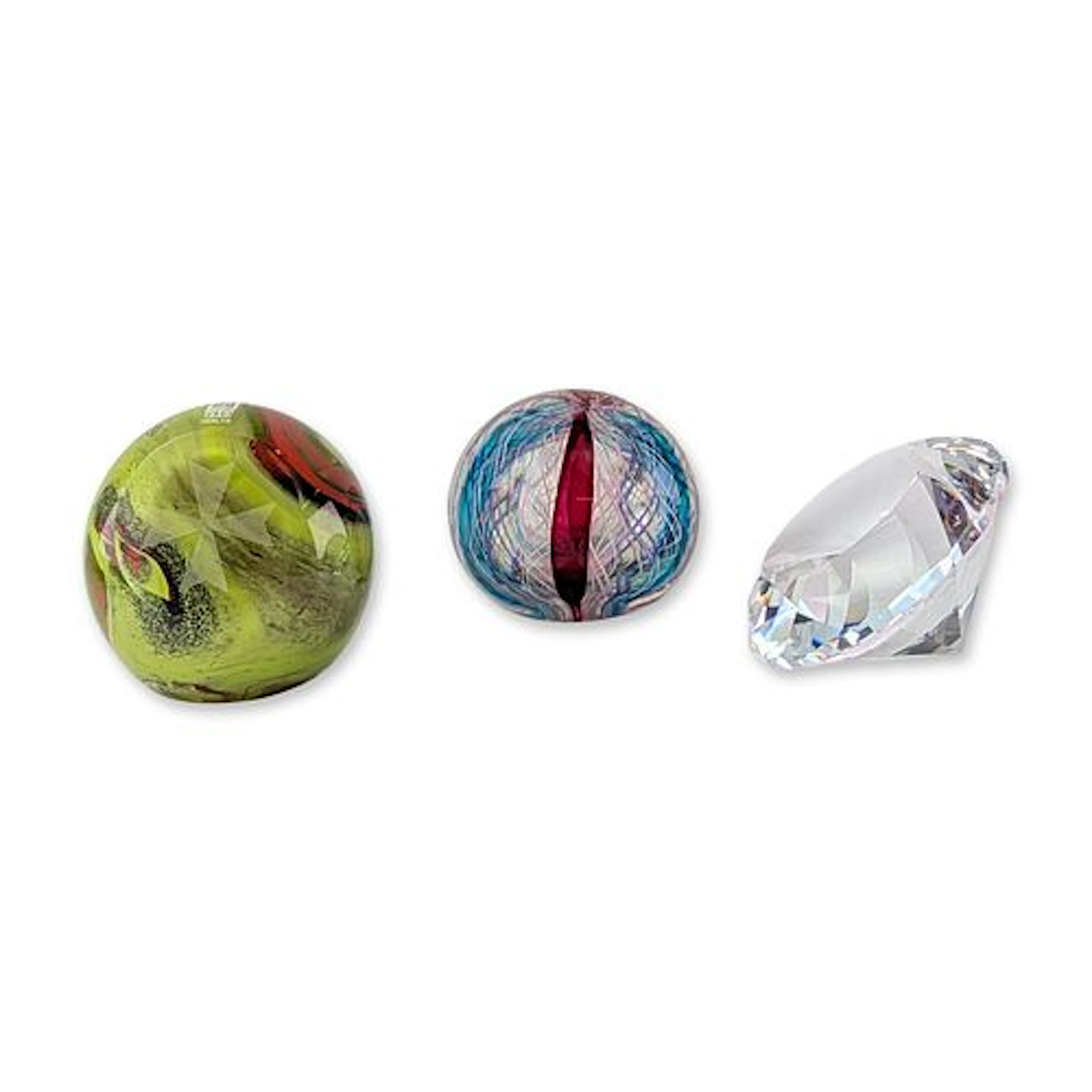 3pc Mdina Glass and Other Art Glass Paperweights