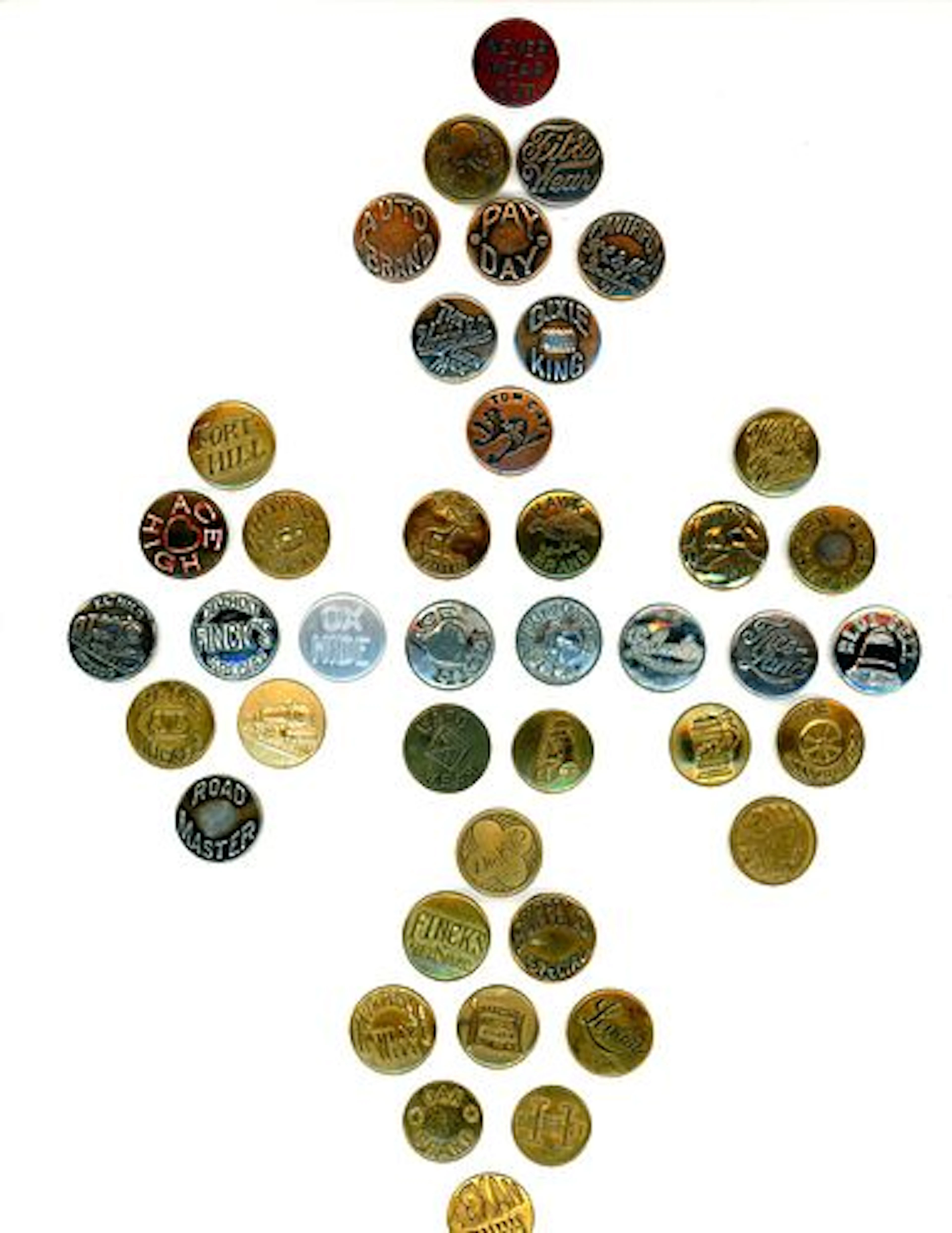 A CARD OF DIVISION ONE OVERALL BUTTONS