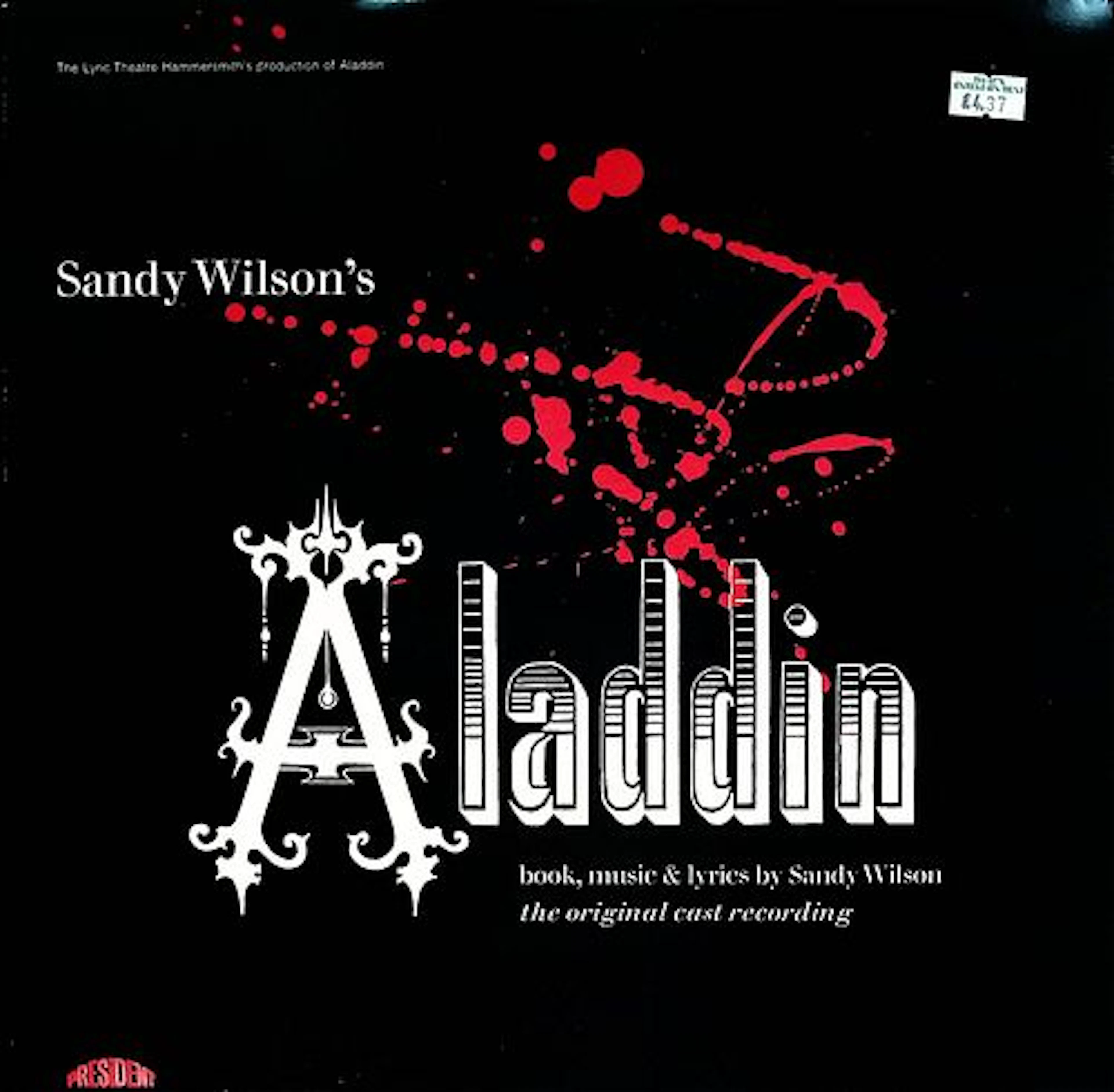Sandy Wilson Aladdin Vintage Cast Recording LP with Original Cover
