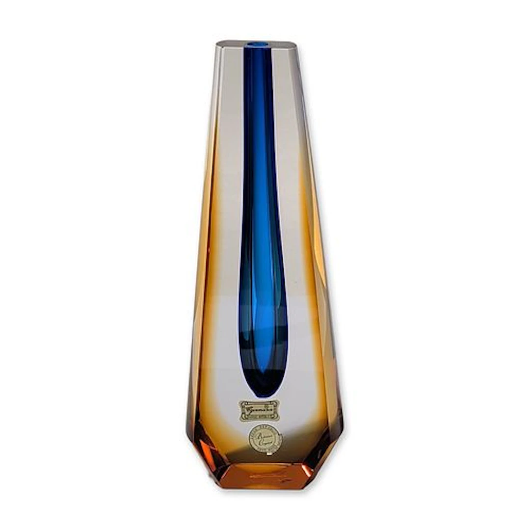 Egermann Bohemia Crystal Sommerso Art Glass Bud Vase