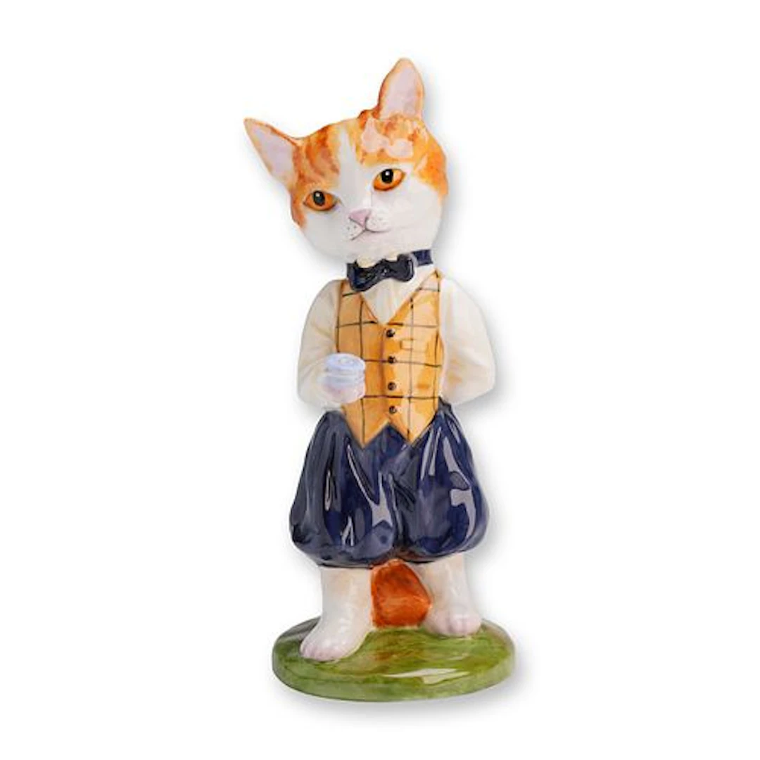 Royale Stratford Hand Painted Bone China Cat with Yo-Yo Figurine