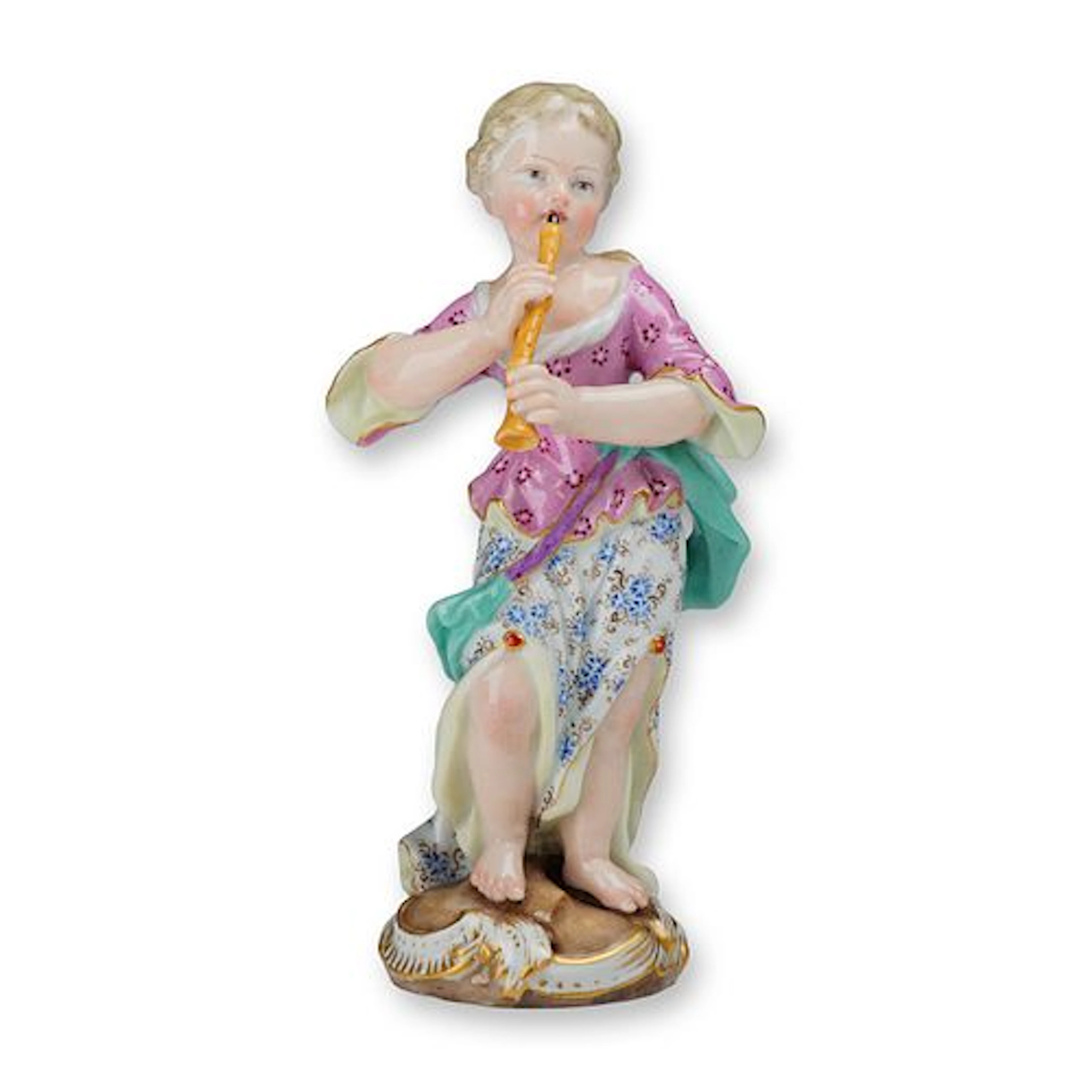 Meissen Porcelain Figurine of a Young Girl Playing a Flute