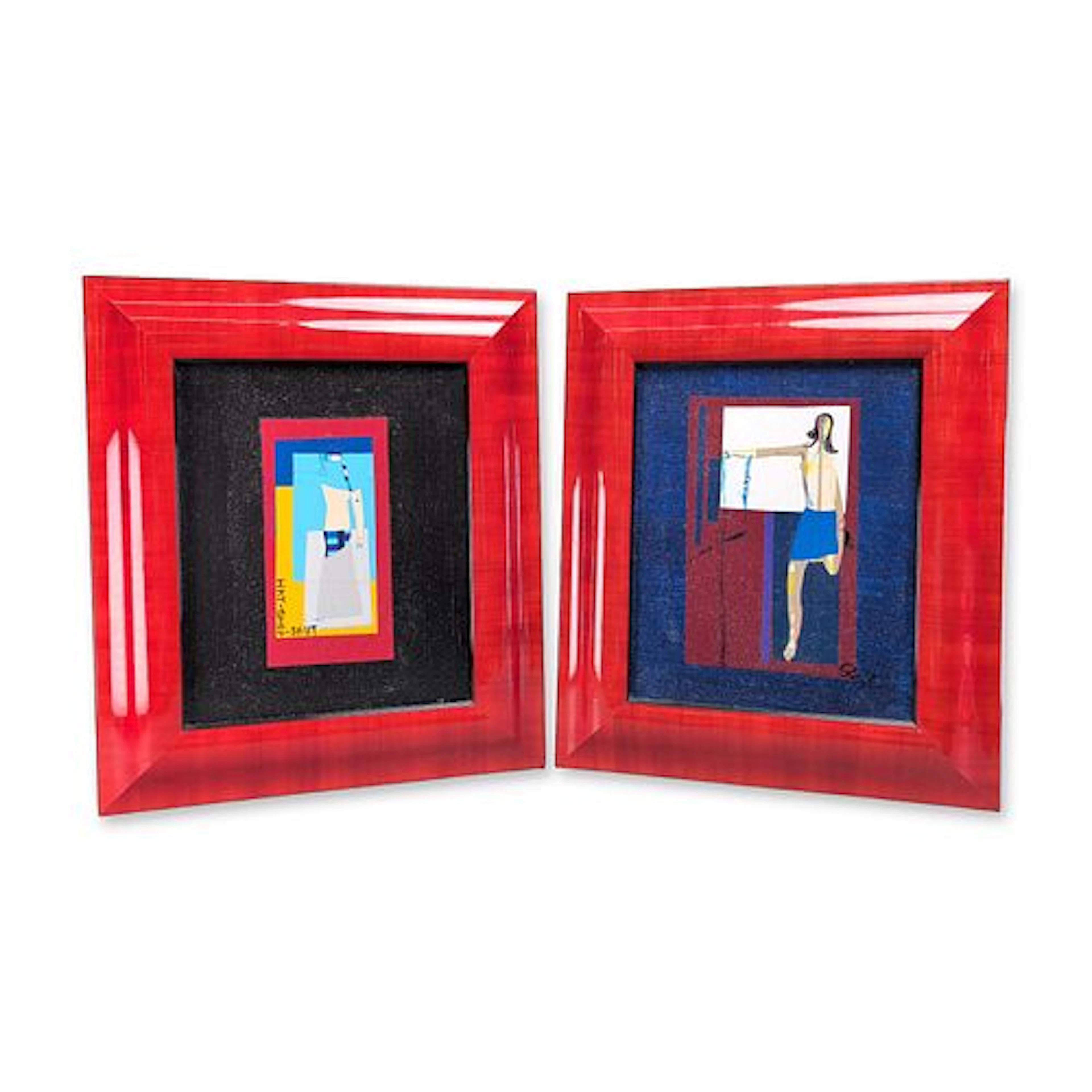 2pc Modernist Mixed-Media Signed Collages