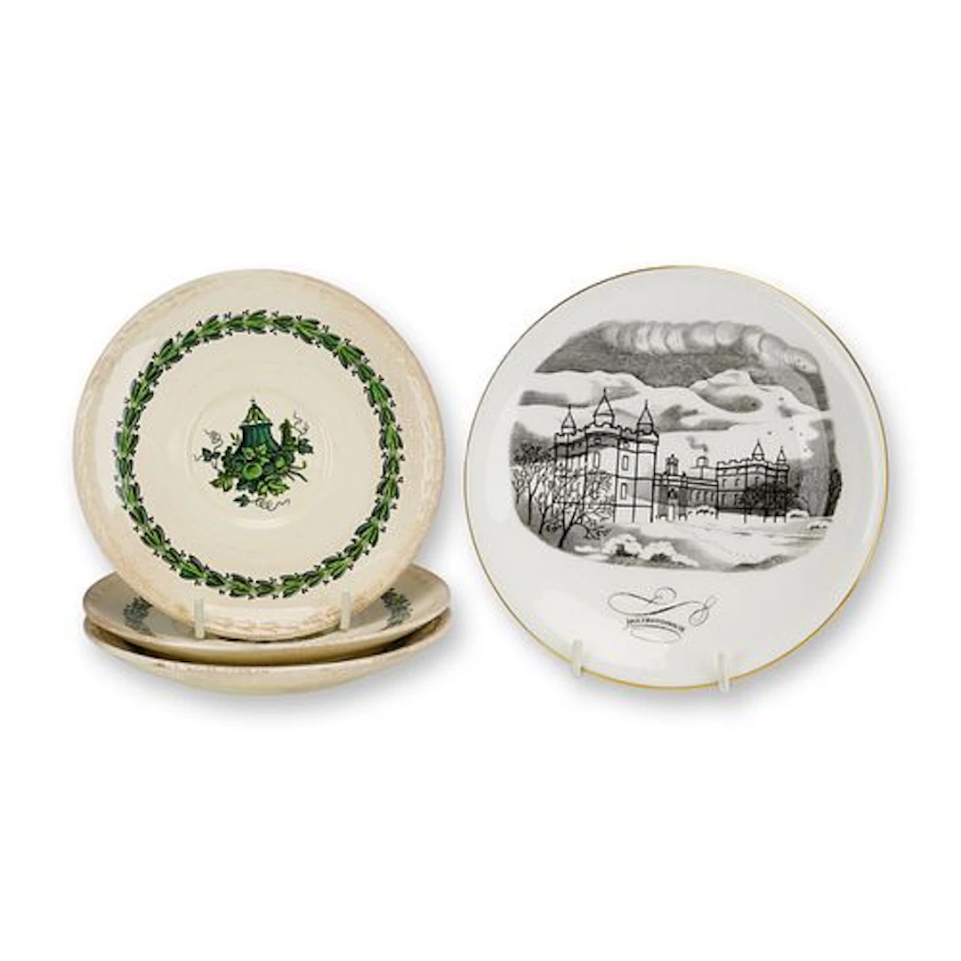 4pc Wedgwood Colonial and Outlines of Grandeur Saucers