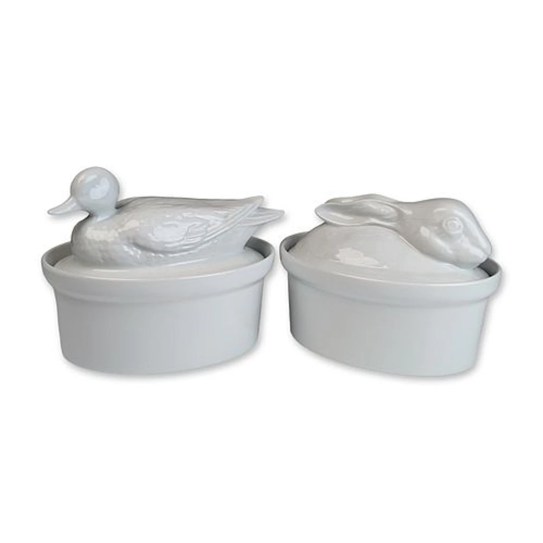 Pair of Apilco French Porcelain Animal Form Terrines