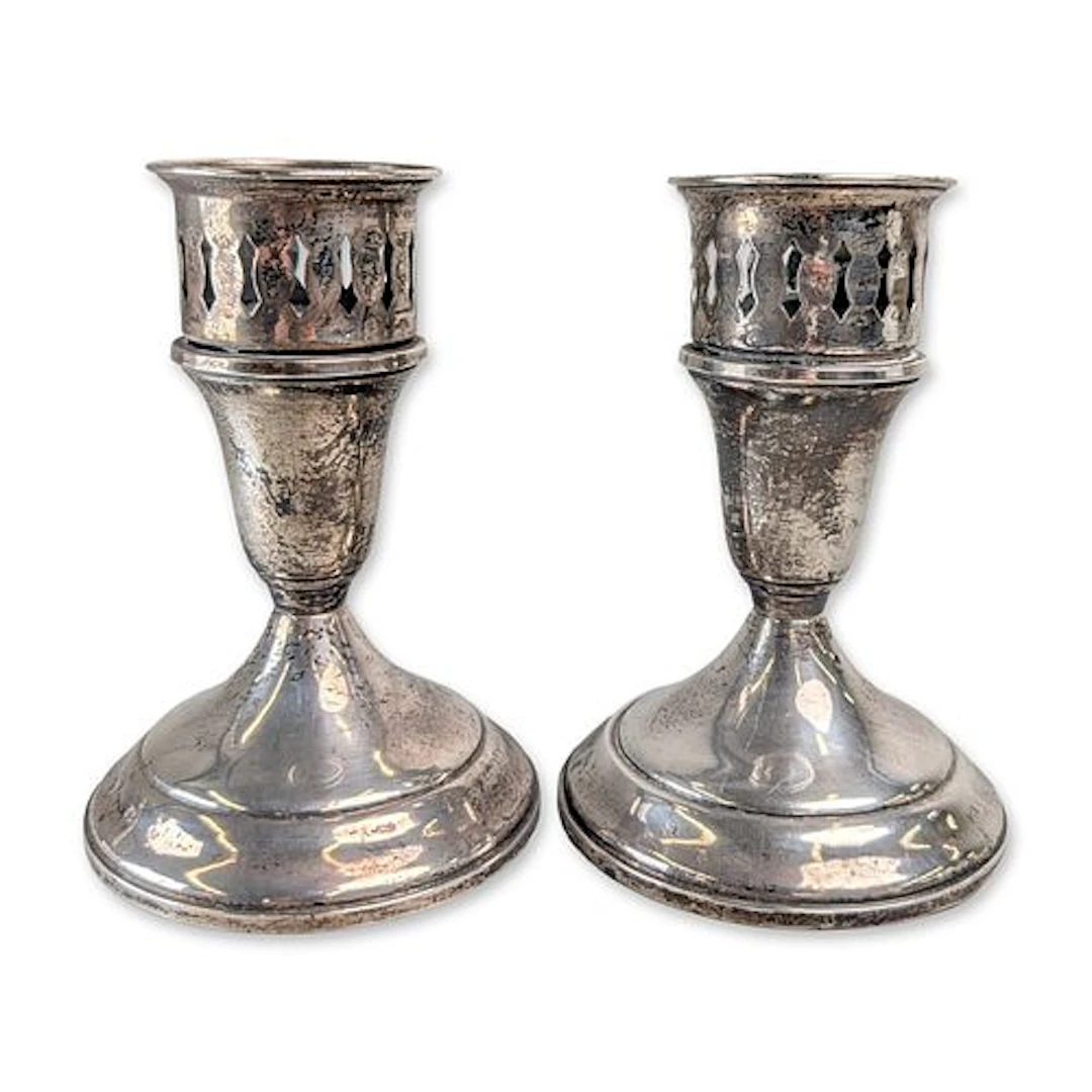 2pc Towle Silversmiths Sterling Silver Weighted Candlesticks