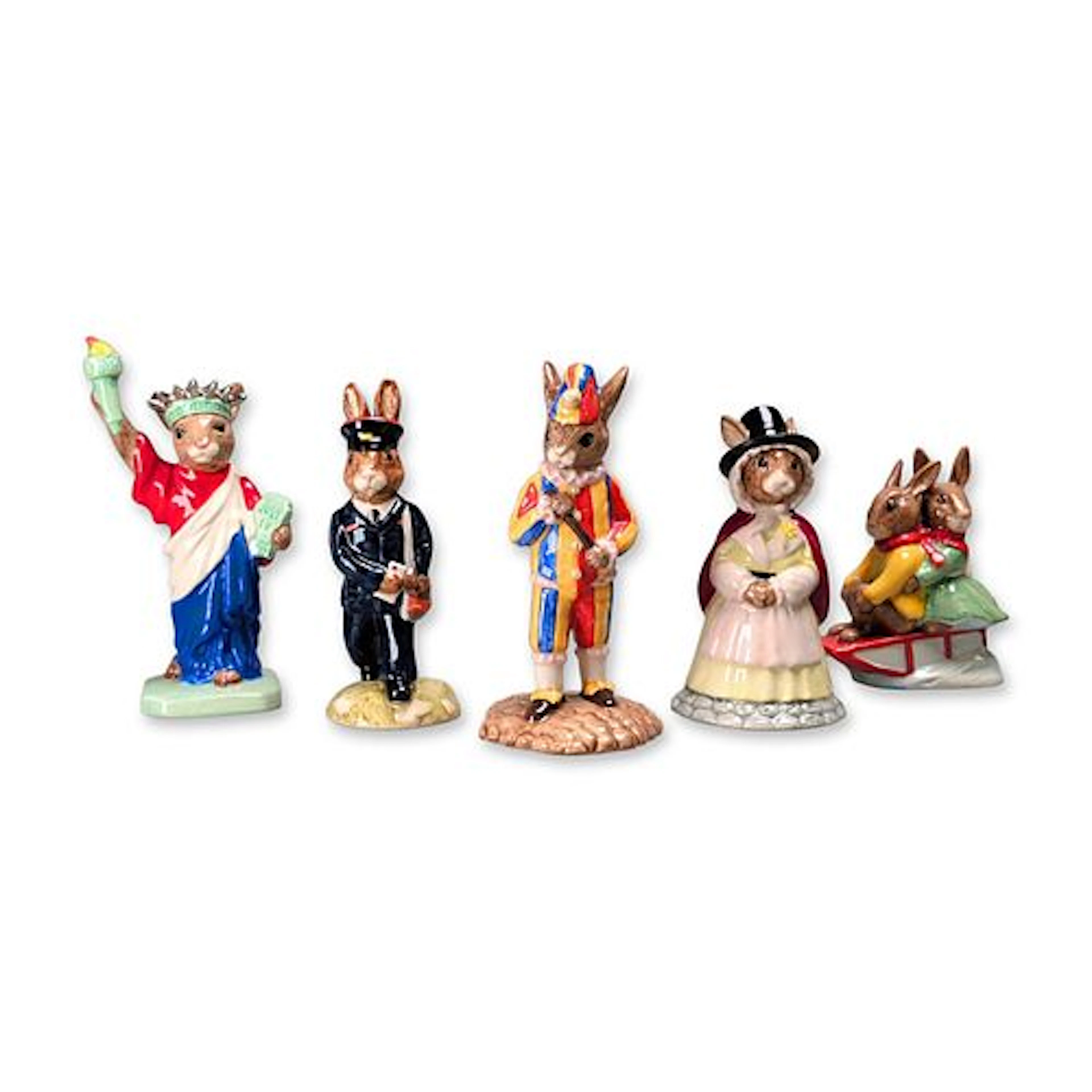 5pc Royal Doulton Bunnykins Porcelain Figurines