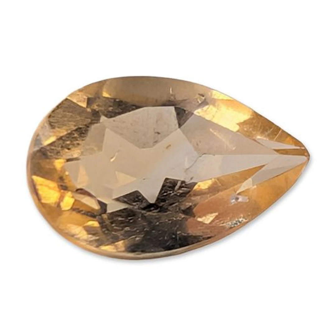 Pear-Shaped Faceted Yellow Gemstone