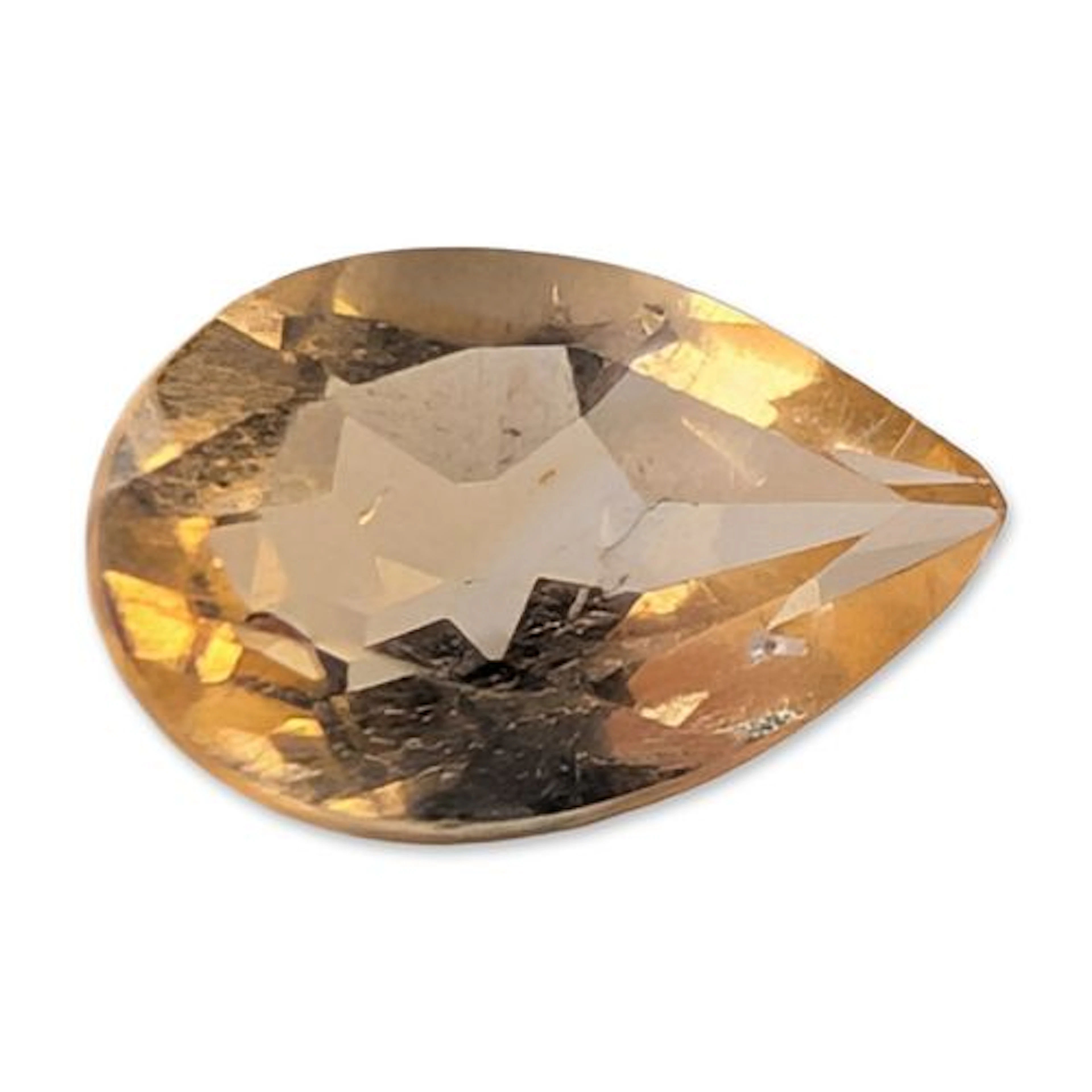 Pear-Shaped Faceted Yellow Gemstone