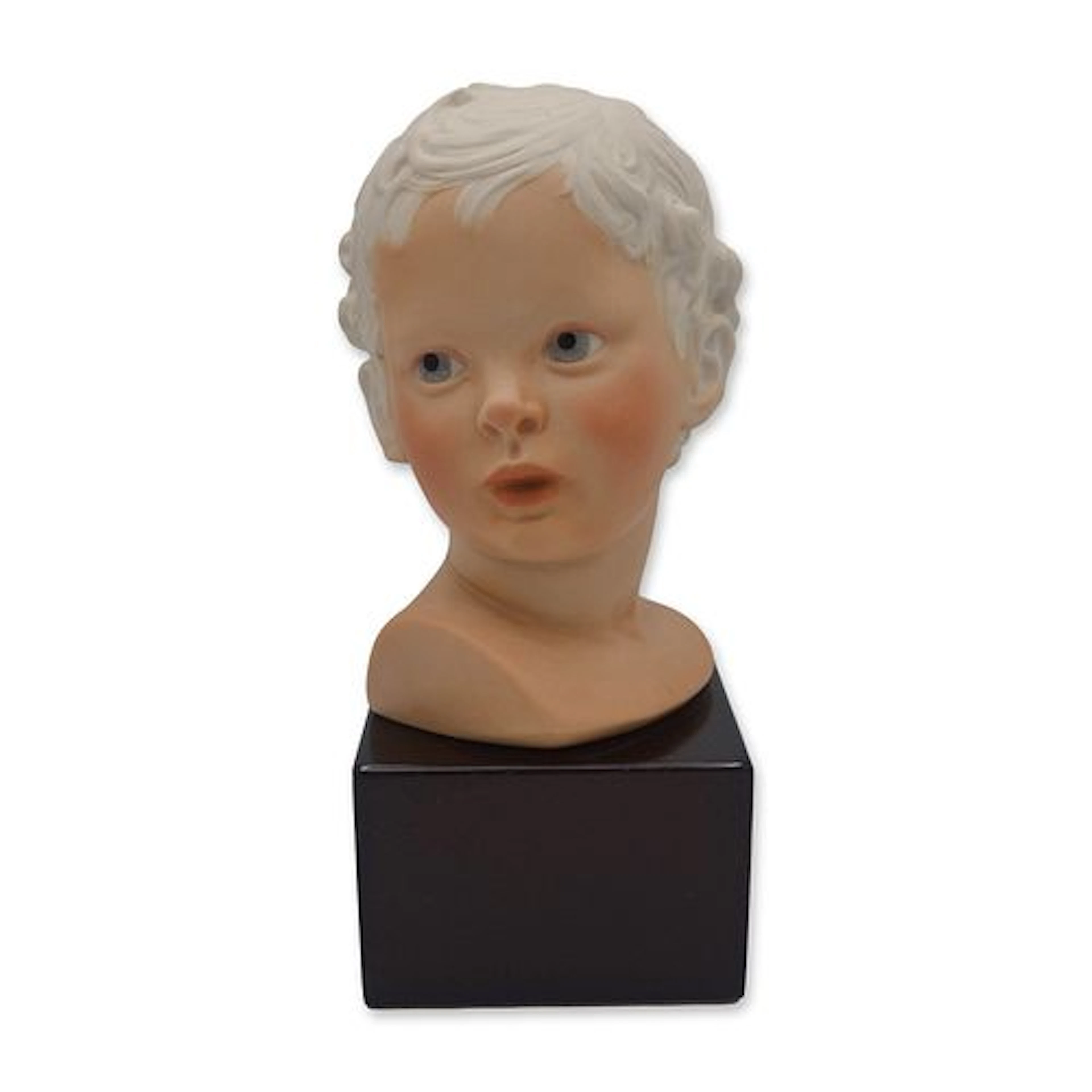 Cybis Porcelain Eros Child Bust On Wood Base, 1974