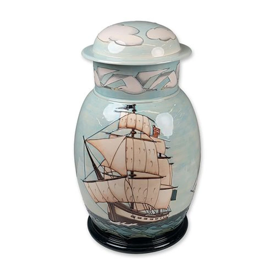 Moorcroft by Sally Tuffin Large Lidded Jar, HMS Sirius First Fleet 1788-1988