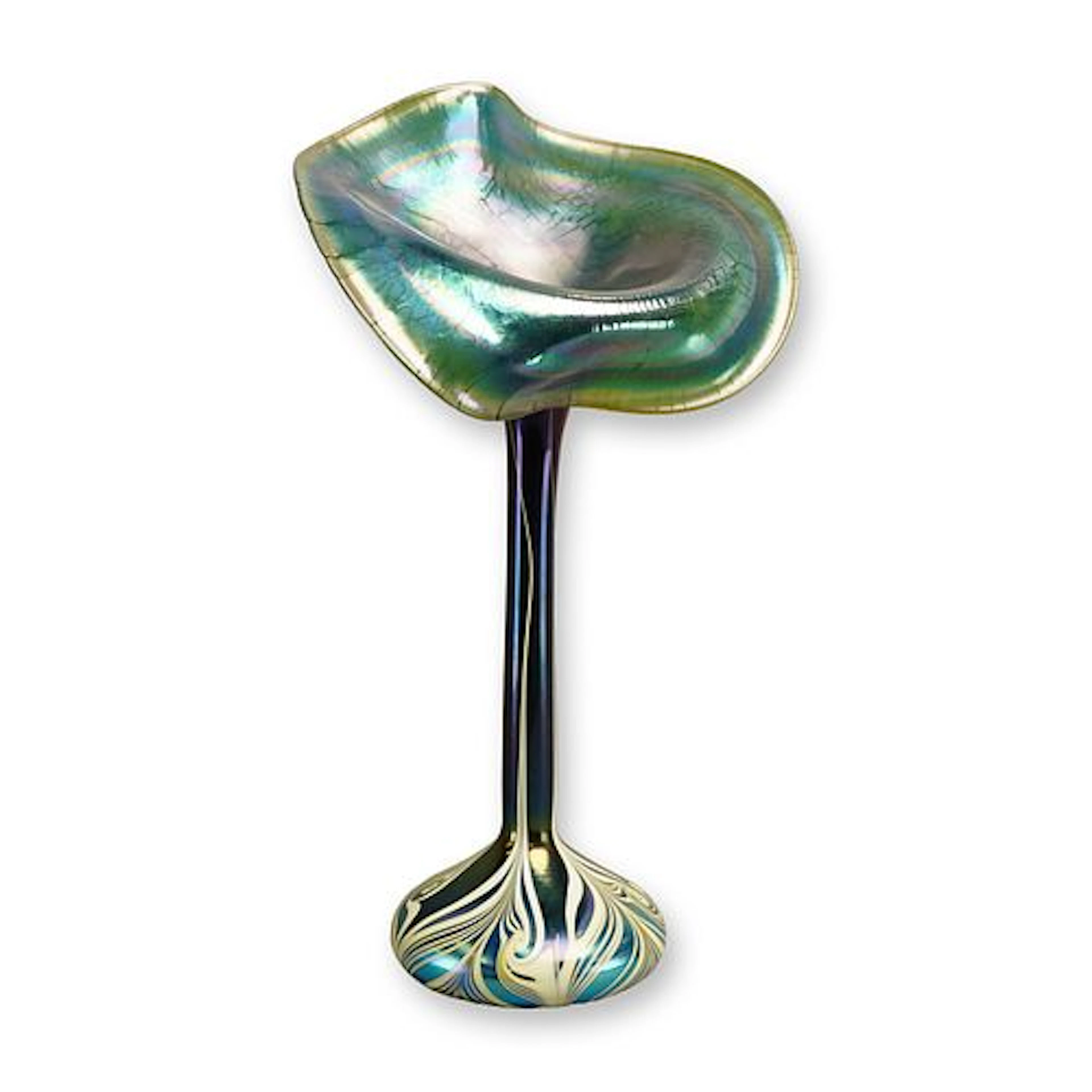 Attributed to Louis Comfort Tiffany, Favrile Iridescent Glass Jack-in-the-Pulpit