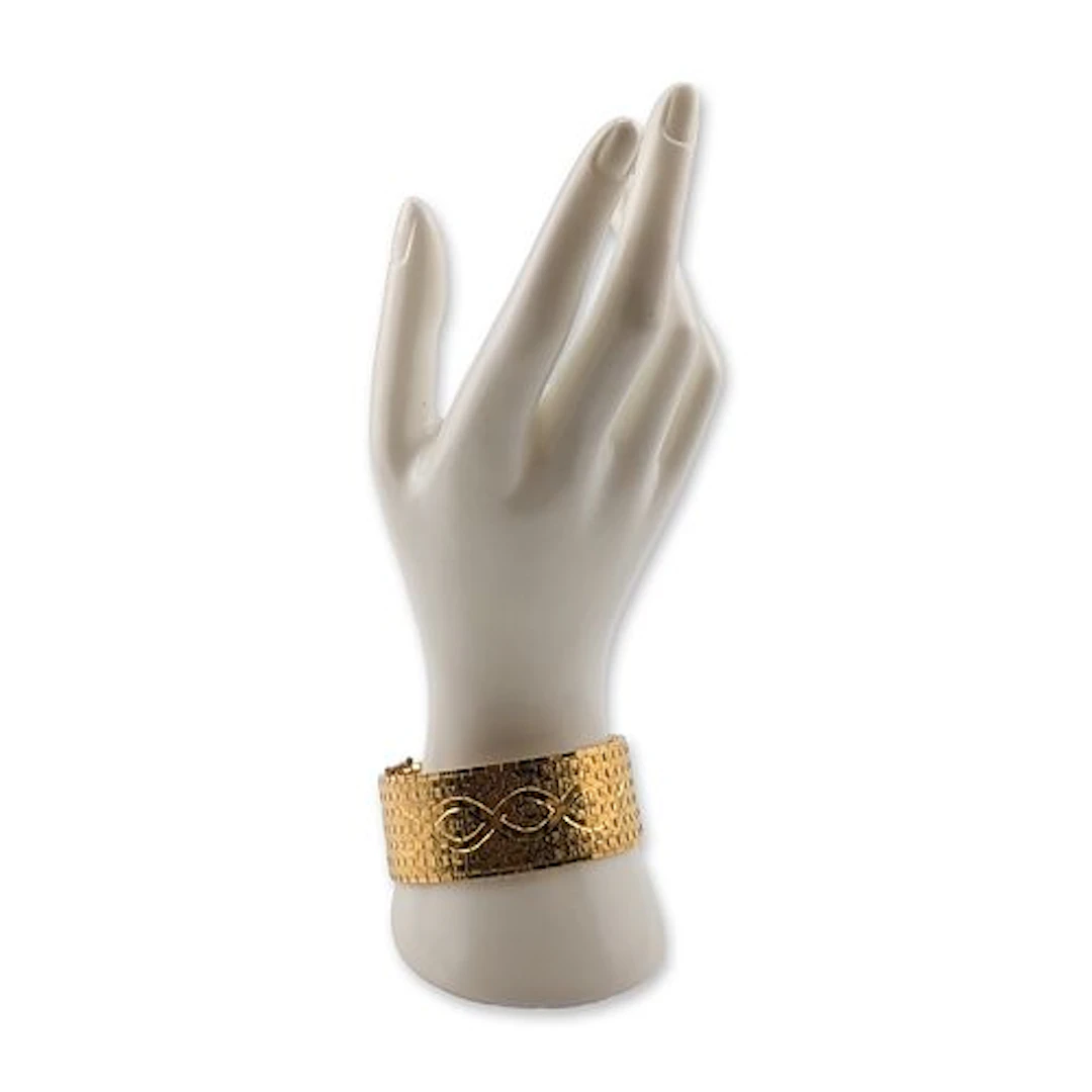 18K Yellow Gold Plated Wide Mesh Link Bracelet