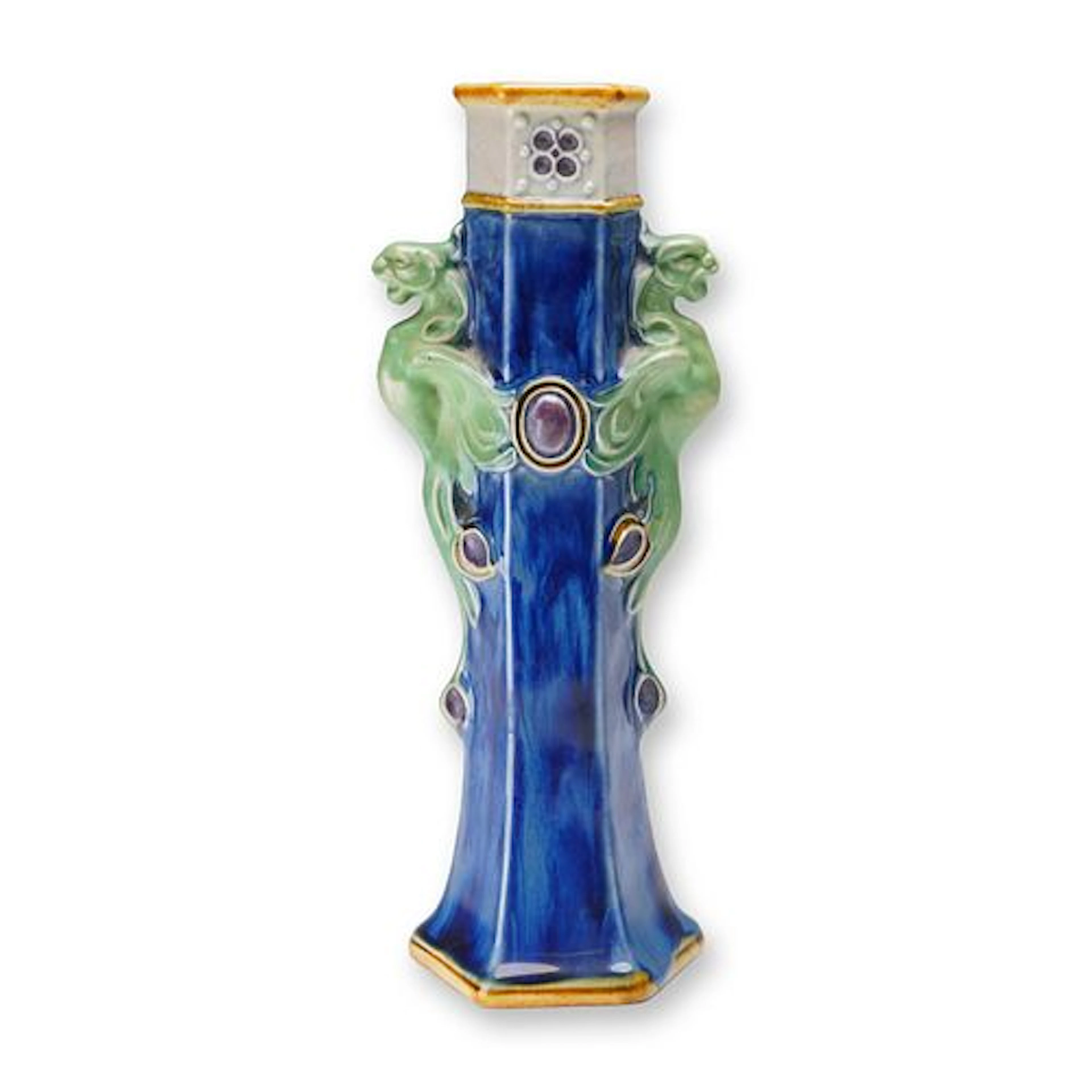 Doulton Lambeth by Francis C. Pope Stoneware Hexagonal Sleeve Vase