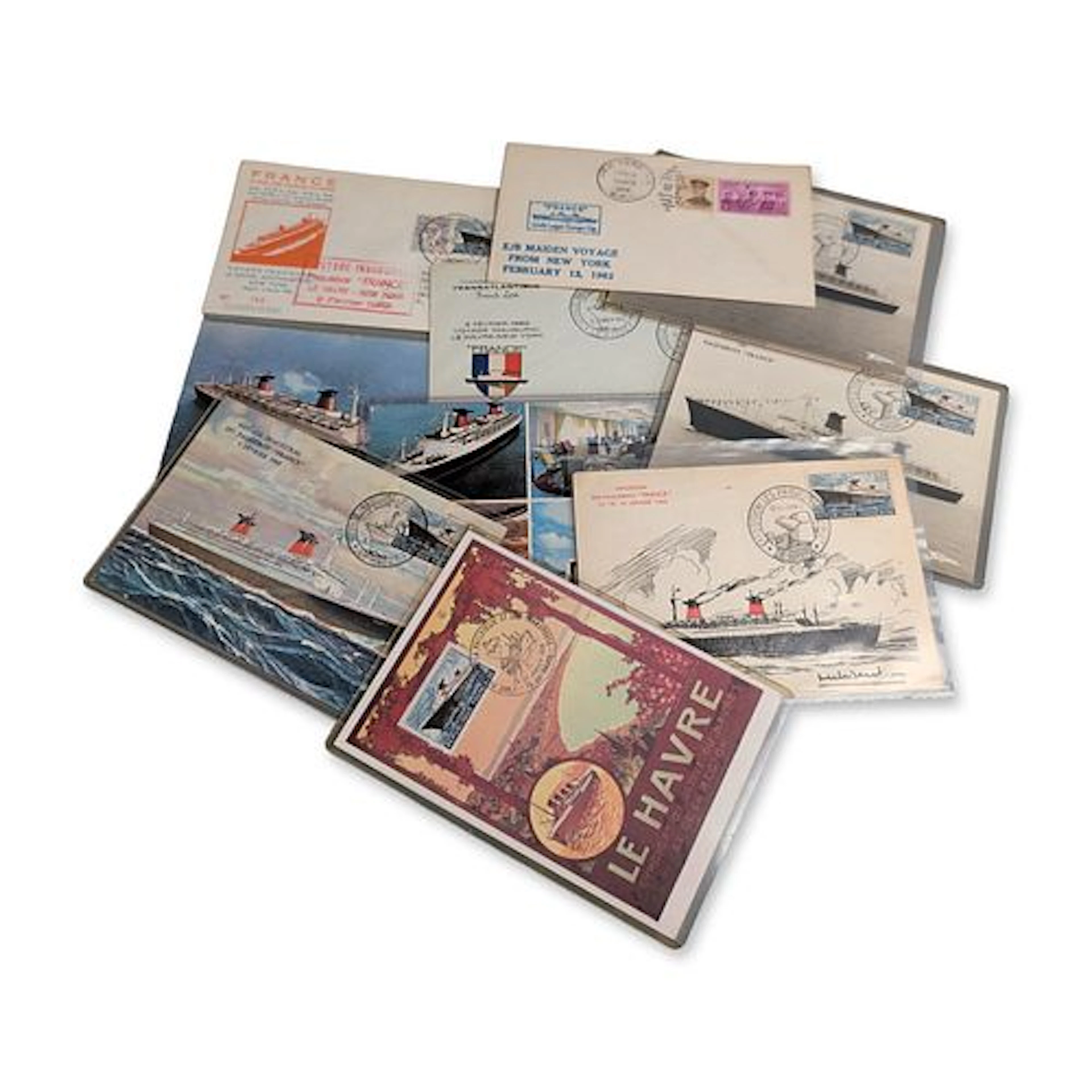 10pc French Line SS France Maiden Voyage Ephemera Collection