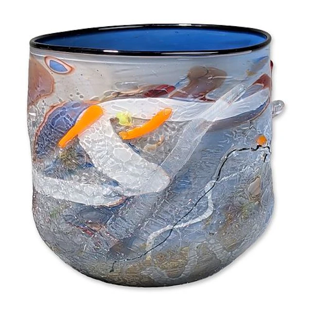 Contemporary American Studio Glass Textured Vessel, Signed