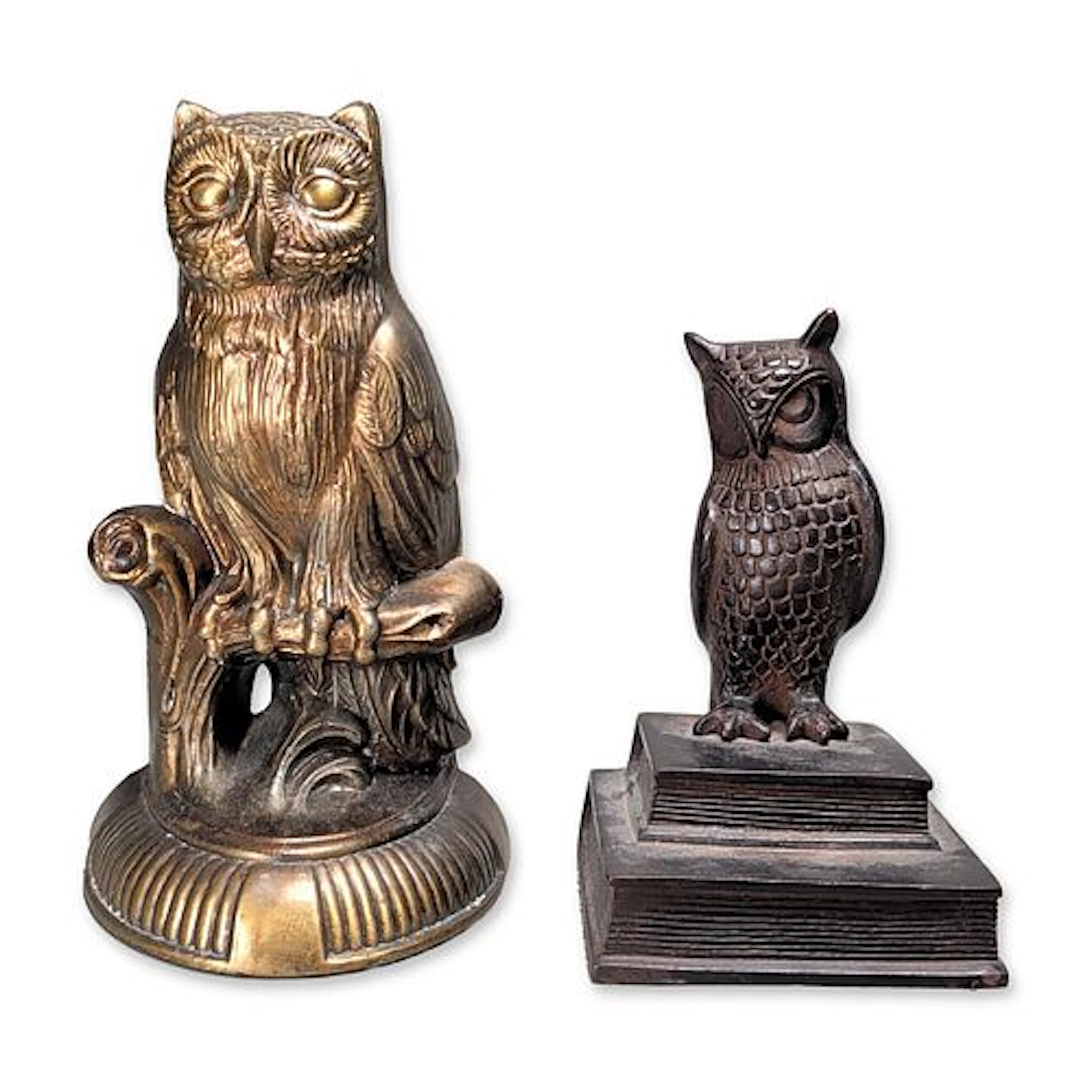 2pc Cast Metal Owl Bookends Including 1974 SCC Example