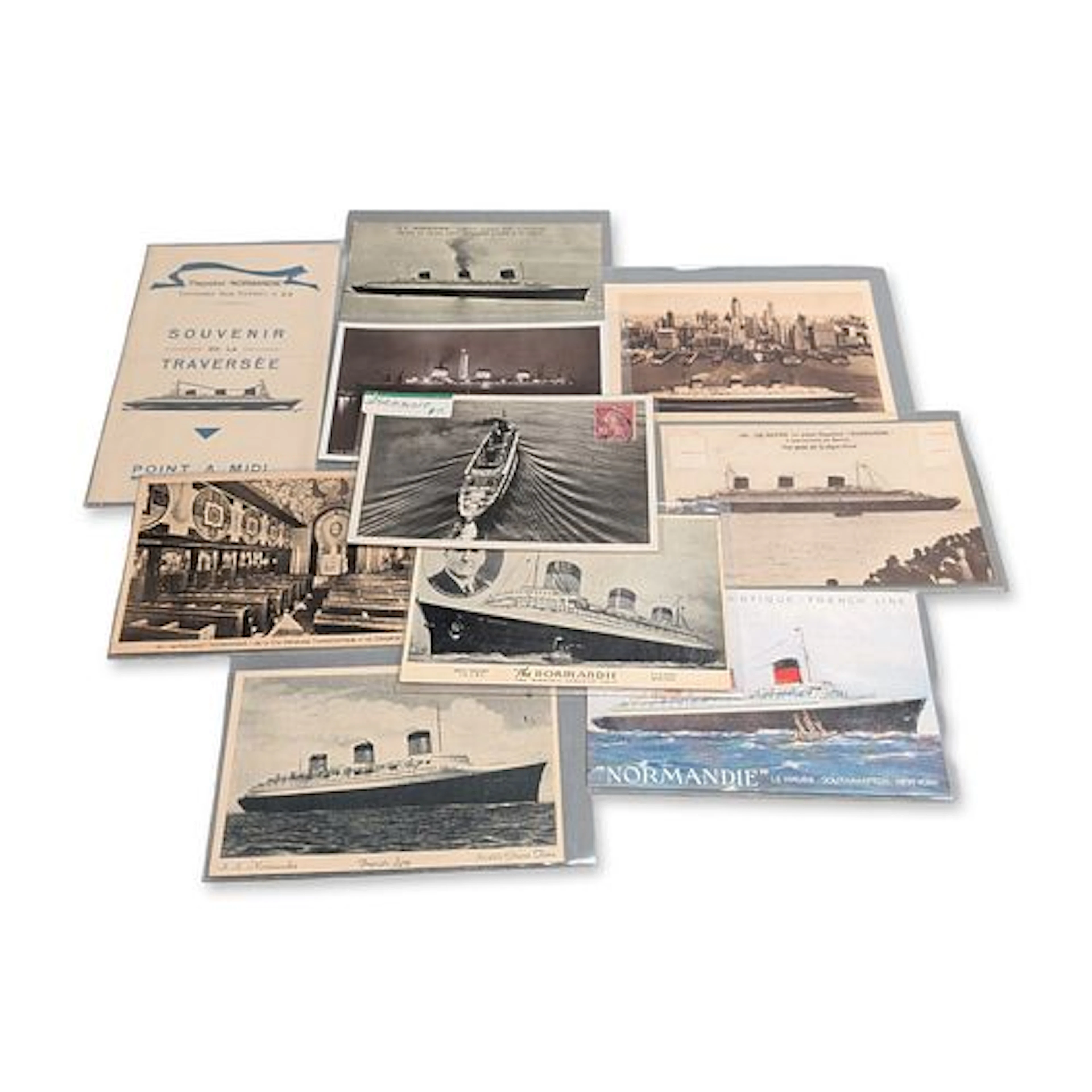 10pc Compagnie Generale Transatlantique SS Normandie French Line 1930s Ephemera