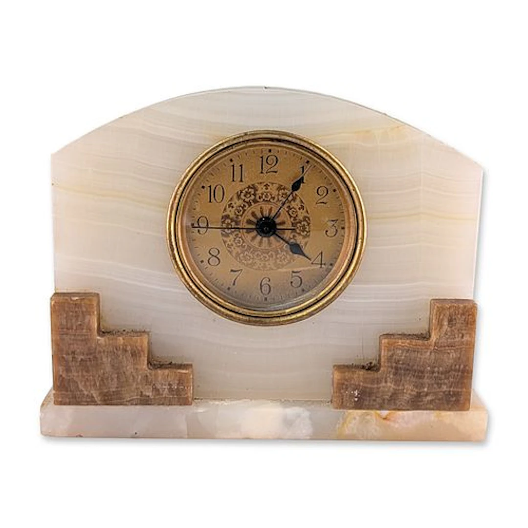 Art Deco Onyx and Marble Mantel Clock