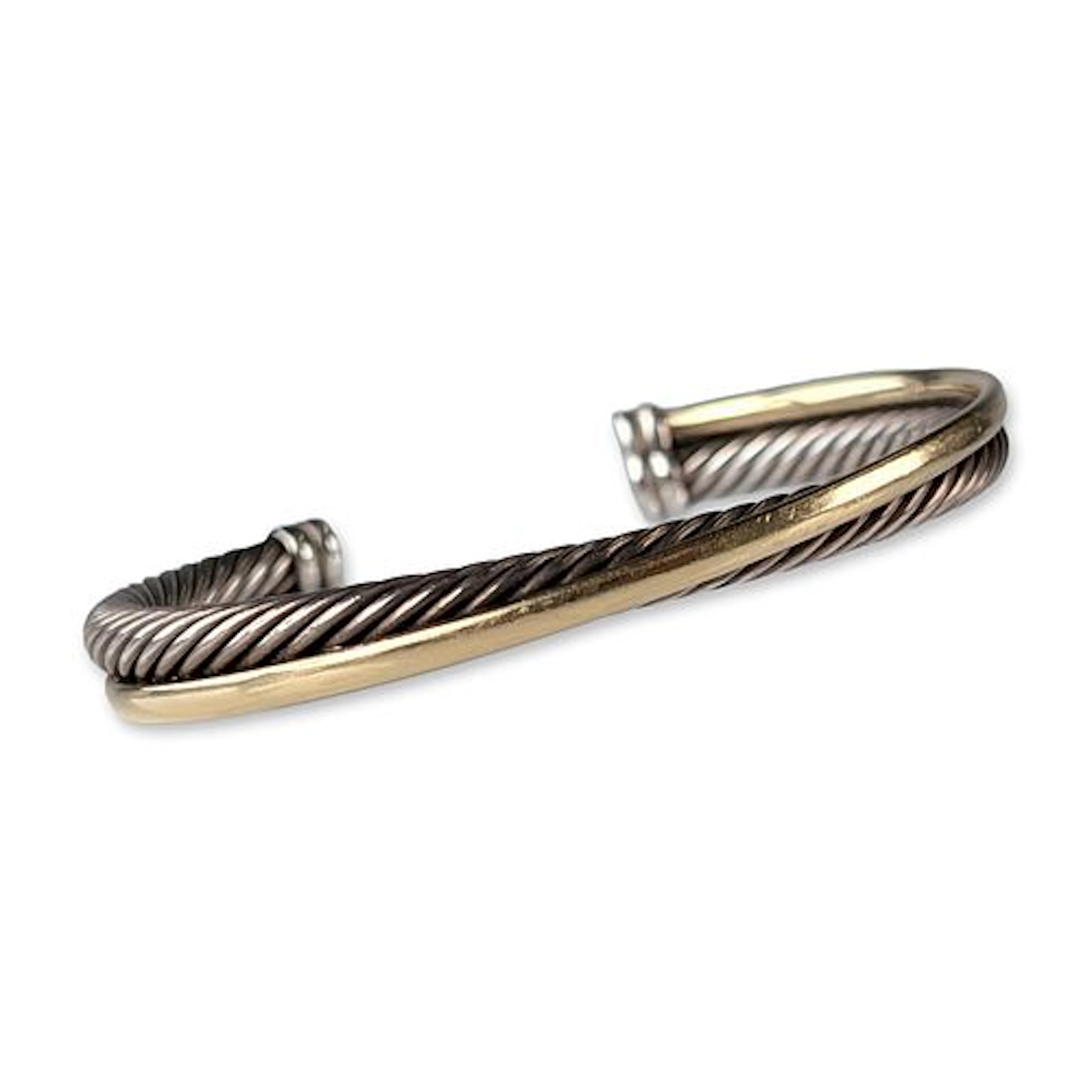 David Yurman Crossover Sterling Silver and 18K Bonded Yellow Gold Cuff Bracelet