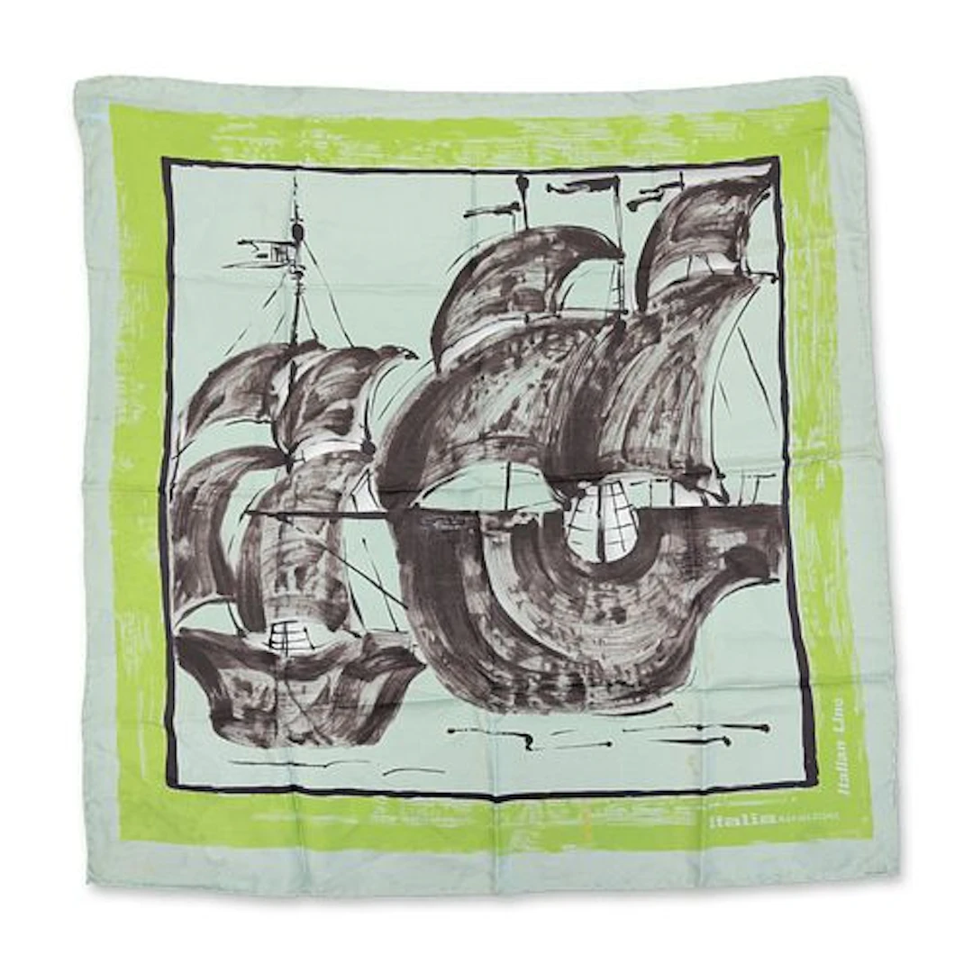Mid-Century Italian Line Italia Navigazione Silk Scarf