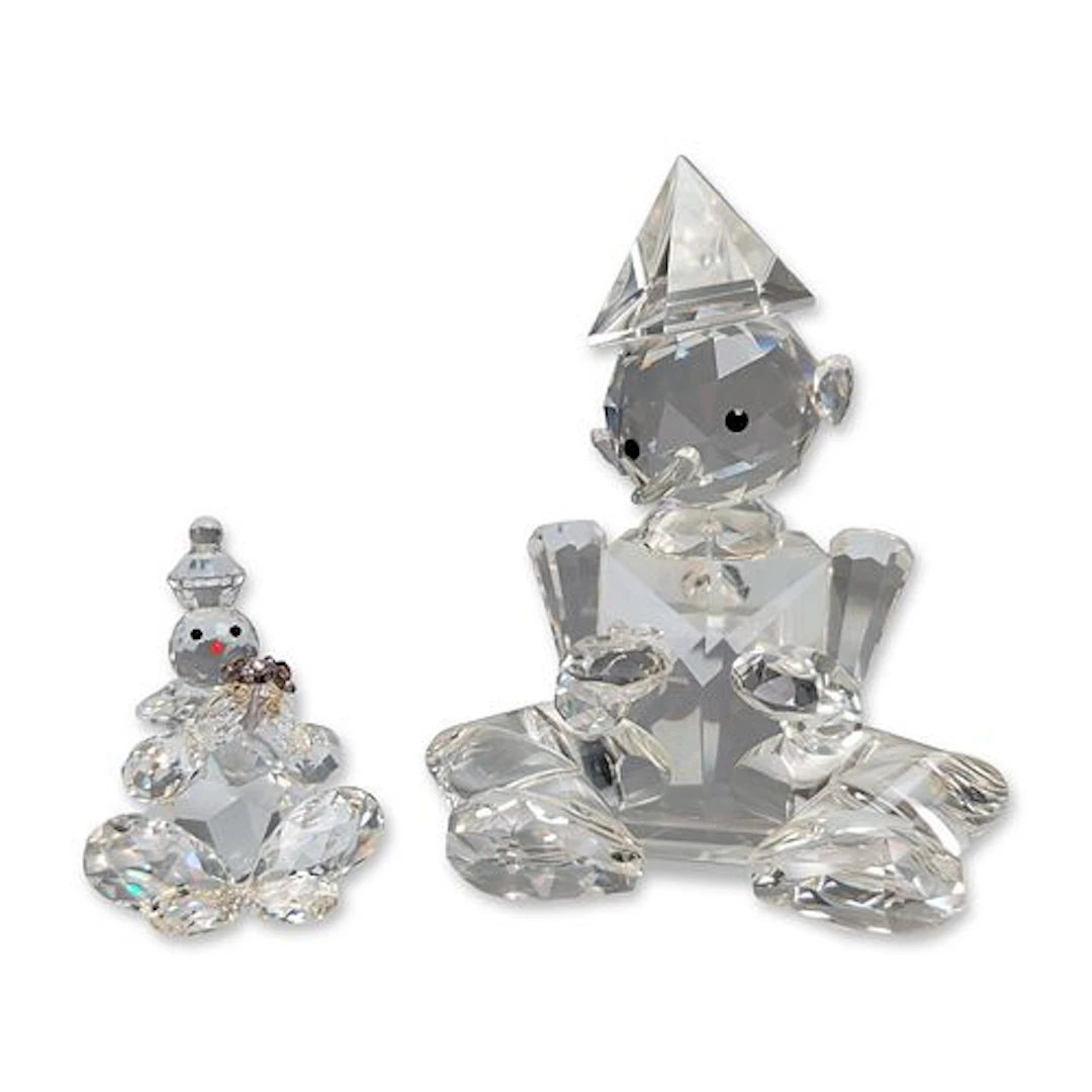 2pc Gina Truex Limited Edition Faceted Crystal Pinocchio and Clown