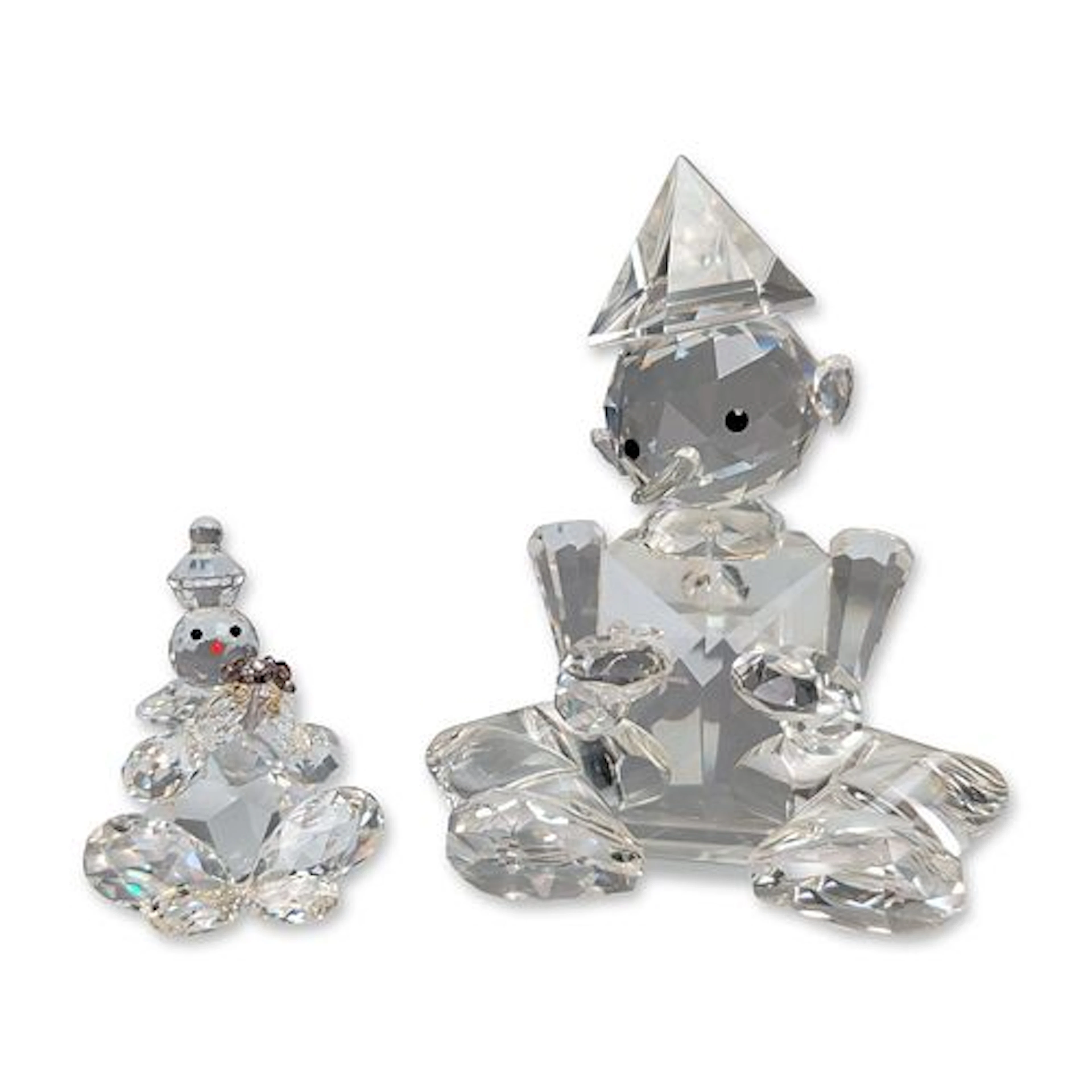 2pc Gina Truex Limited Edition Faceted Crystal Pinocchio and Clown