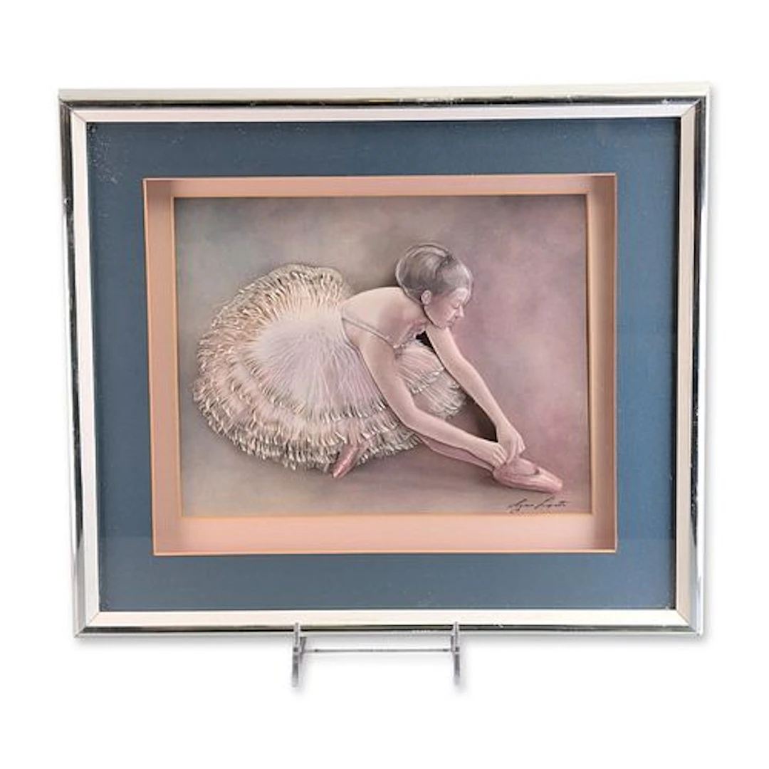 Lynn Lupetti (American b. 1938) Ballerina Paper Tole Artwork, A Pause