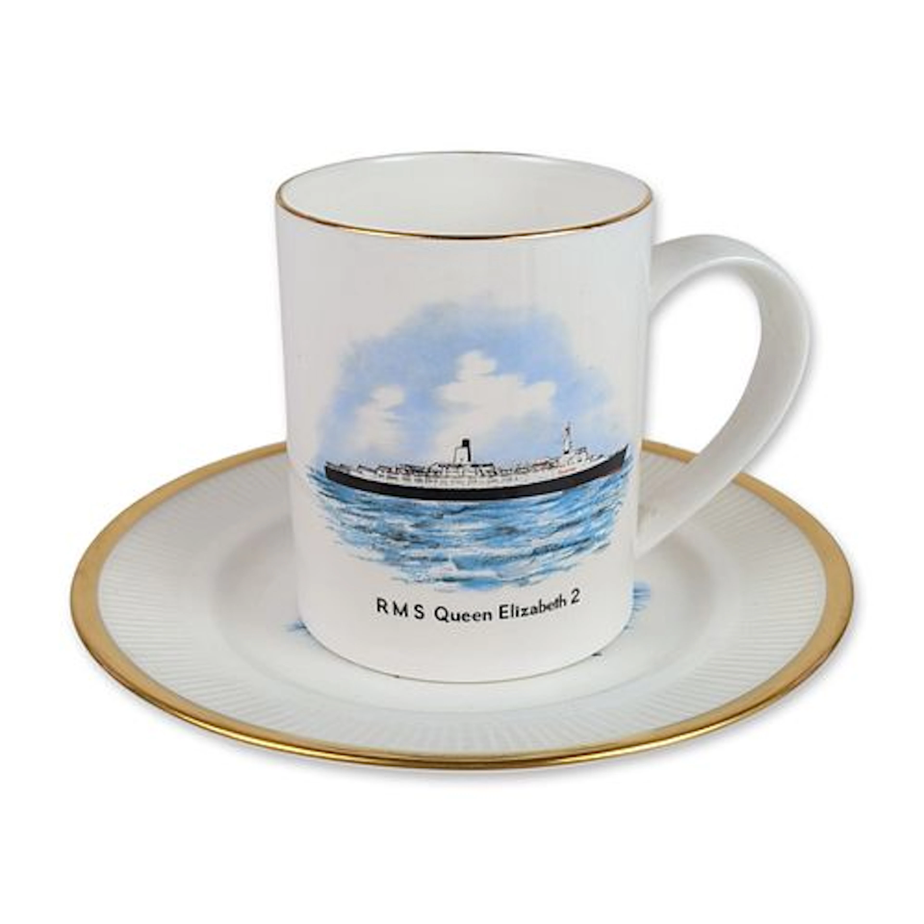 2pc Crown Staffordshire for Queen Elizabeth 2 Fine Bone China Cup and Saucer