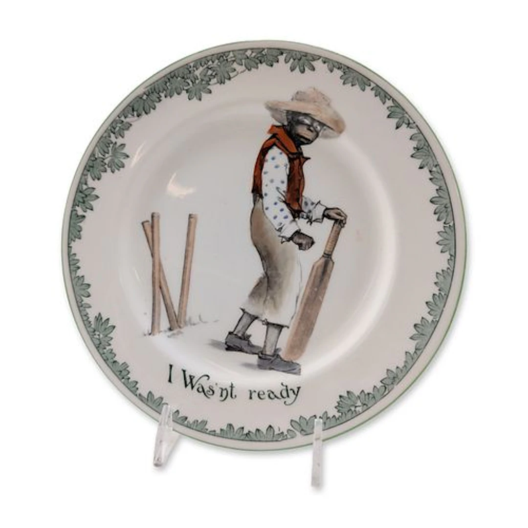 Royal Doulton Black Cricketers Series Porcelain Plate, I Wasn't Ready E4336